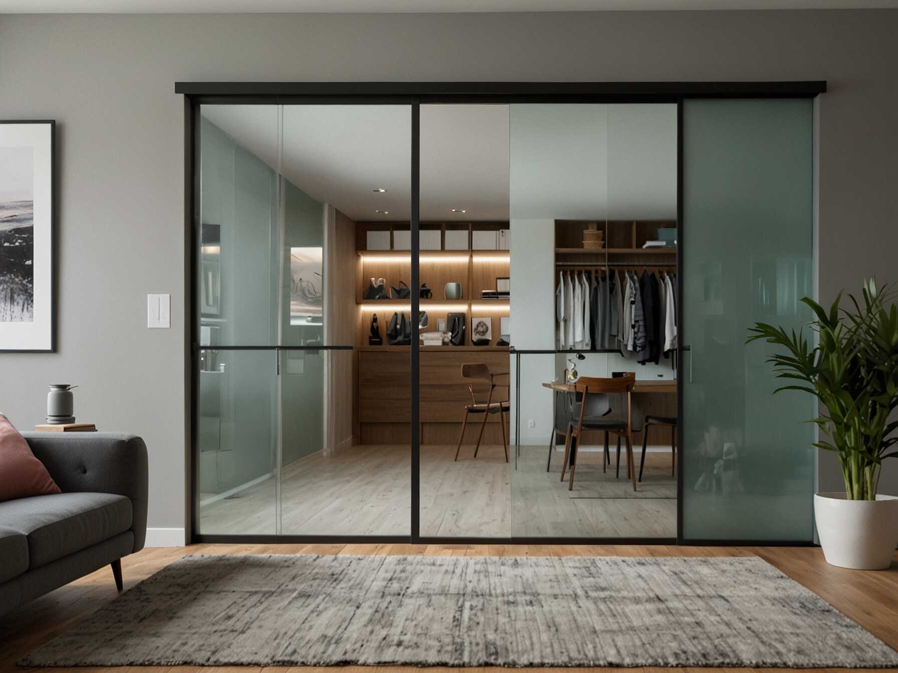 Sliding doors save space compared to traditional hinged doors. They also add a modern touch to your closet. Choose frosted glass or mirrored doors for a stylish look.  