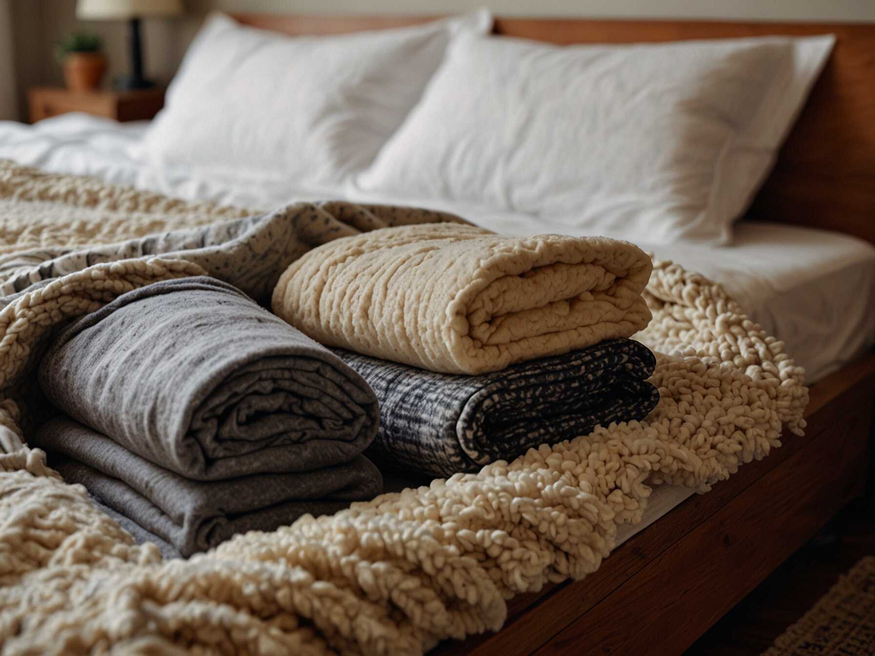 Keep extra blankets and throws within easy reach. Fold them neatly at the foot of the bed or place them in a basket. This ensures guests stay warm and comfortable.  