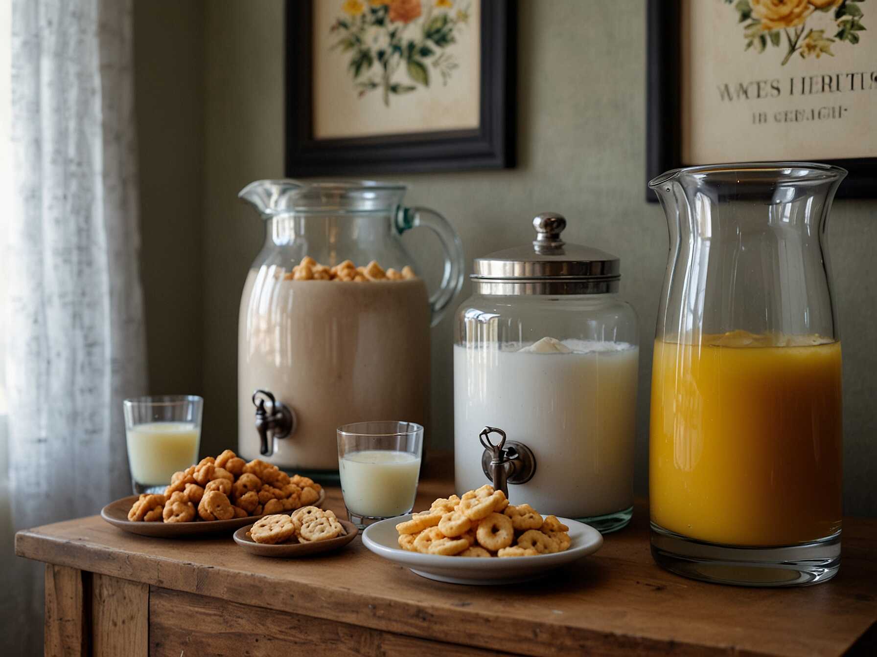 Set up a small refreshment station with a water pitcher, glasses, and some snacks. This makes guests feel pampered and at home.  