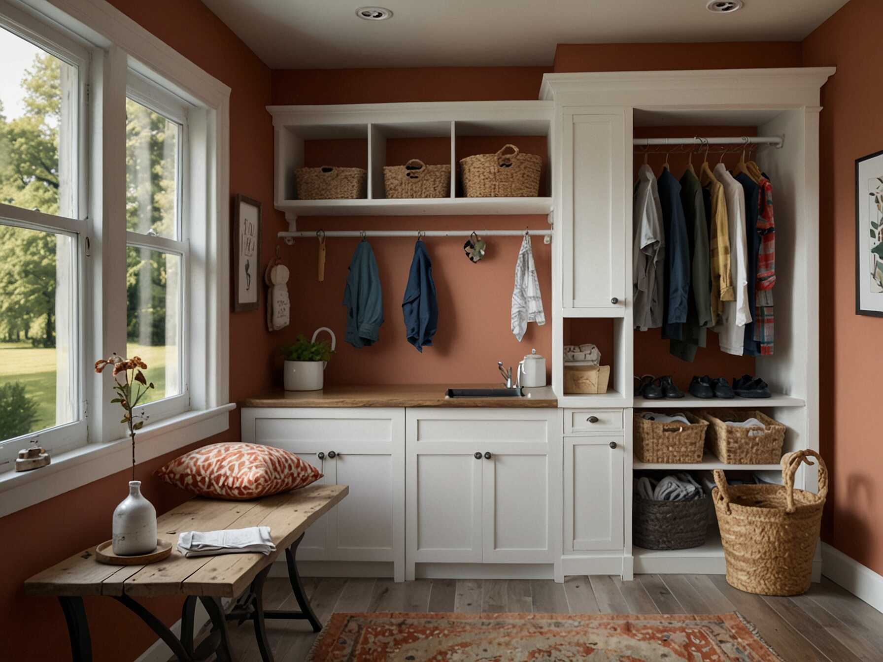 Add a small bench or chair to your laundry room. This provides a spot to sit and take a break during laundry chores. Comfort can make the task feel less like work.  