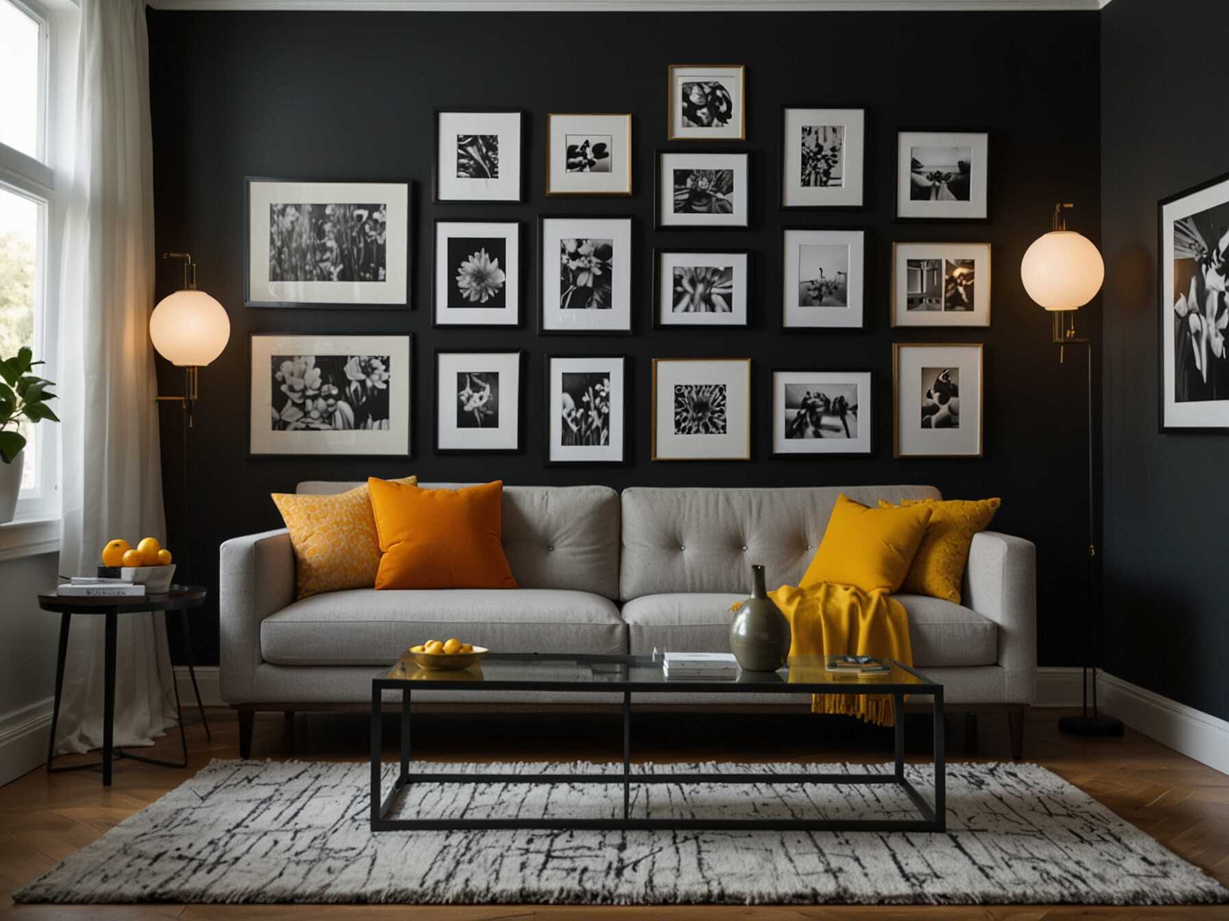 Showcase your personality with a gallery wall. Hang a collection of art, photos, or prints. Arrange them in different frames and sizes to create a visually appealing display.  