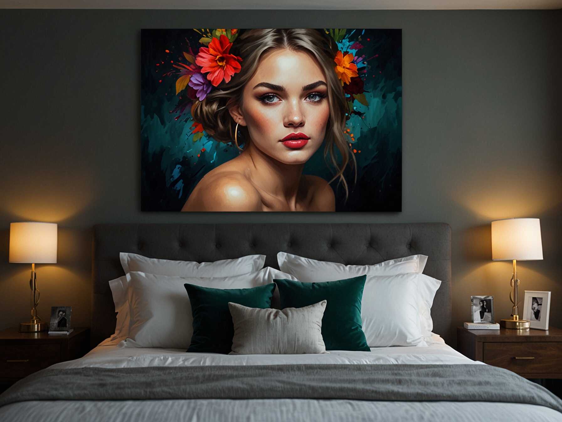 Add a personal touch with custom art pieces. Paint your own artwork or commission an artist. This makes your bedroom unique and reflects your taste.  