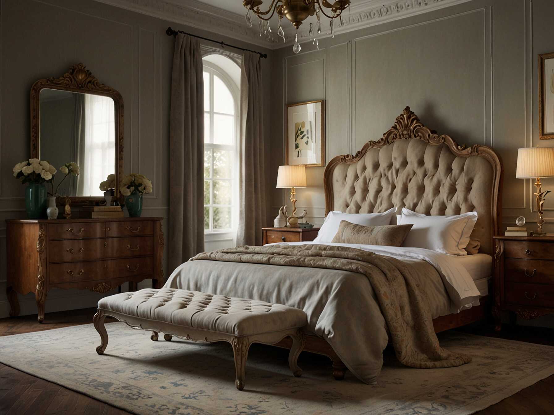 Bring a touch of the past to your bedroom with vintage accents. Use antique furniture, ornate mirrors, and classic patterns. This creates a nostalgic and elegant space.  