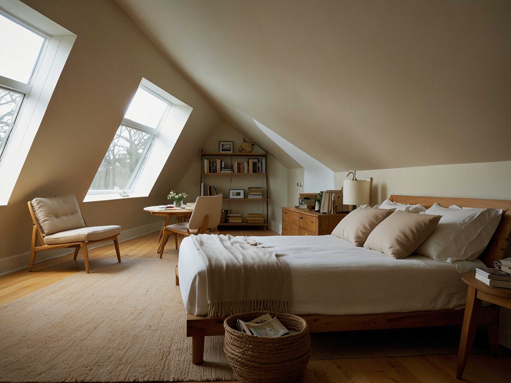 Transform your attic into a reading retreat. Use the natural angles and light from dormer windows. Place a comfortable chair or a chaise lounge. Add soft cushions and a cozy throw blanket. Good lighting is key; add a floor lamp or string lights. Use bookshelves or storage boxes to organize your books. Keep the area tidy and free of clutter for a peaceful feel.