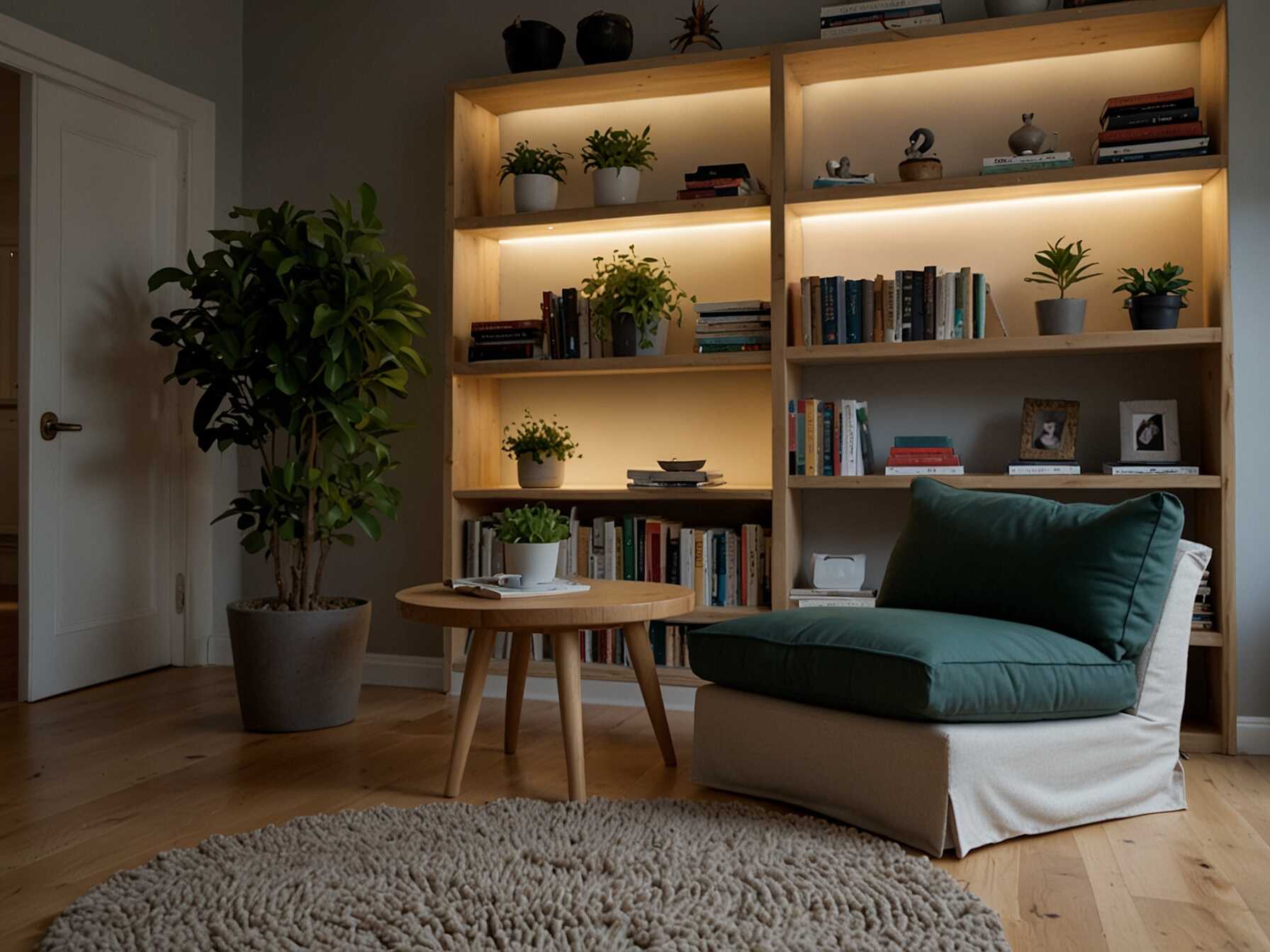 Add a comfortable chair or bench in front of the shelves. Use cushions and blankets to make it inviting. Good lighting will help you read without straining your eyes. Decorate the shelves with small plants and personal items. It will make your nook feel more like home.