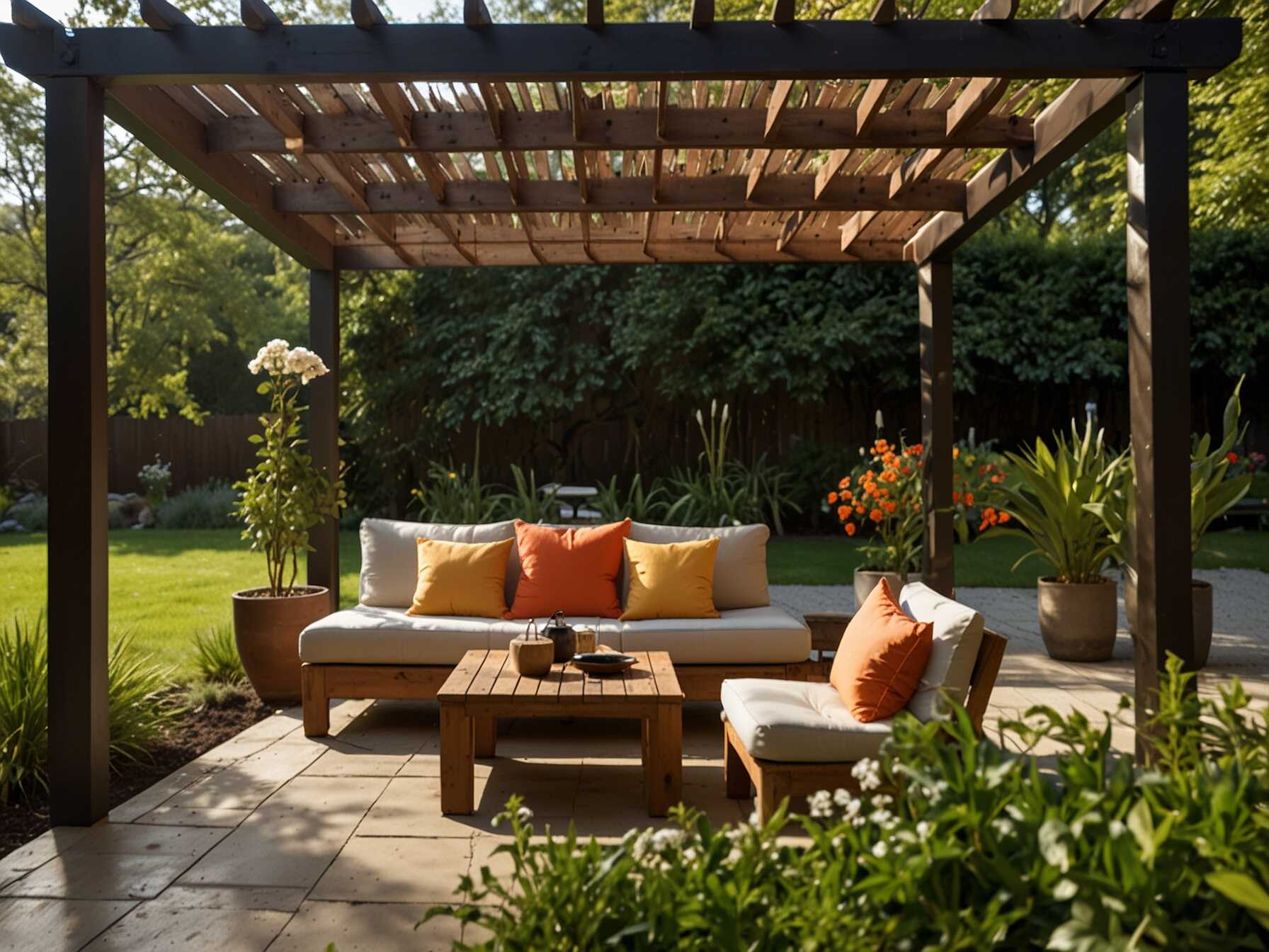 Shade is important, so consider using a large umbrella or a pergola. A small table completes the setup by holding your books and drinks. Surround yourself with plants and flowers. They bring nature and tranquility to your reading time.