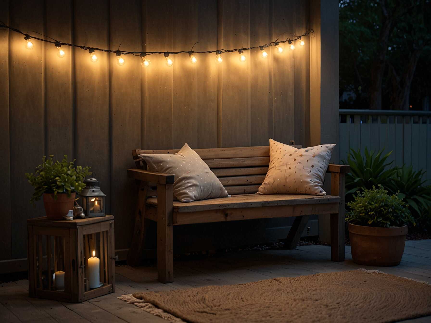 Add a comfortable chair or bench. Use plenty of cushions and a throw blanket. Lighting is key. Use a vintage-style lamp or fairy lights for a cozy feel.