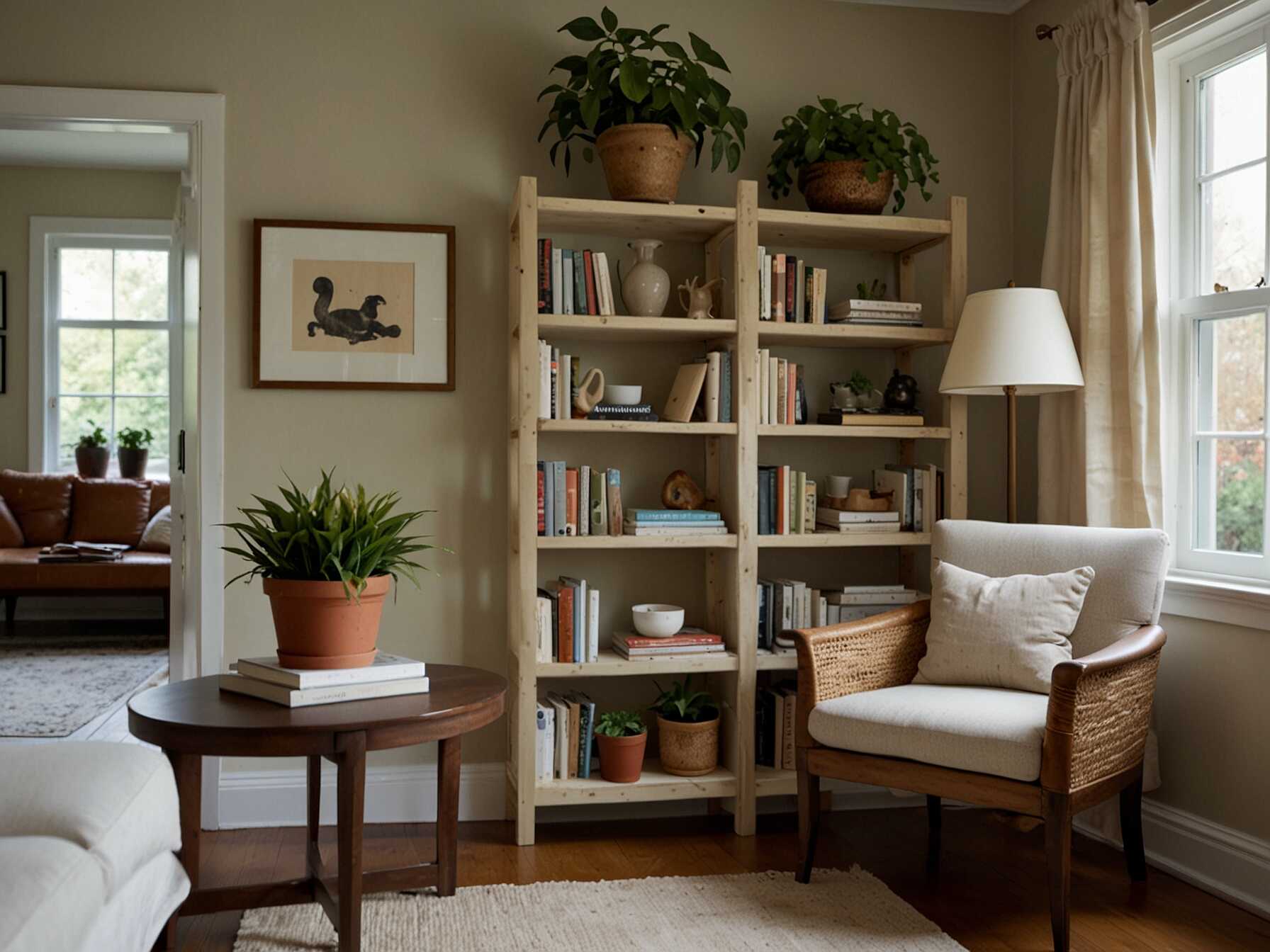 Place a small bookshelf nearby for easy access. Natural light will be your main source, but add a lamp for the evenings. Decorate with plants or small decorative items. It’s cozy and bright.