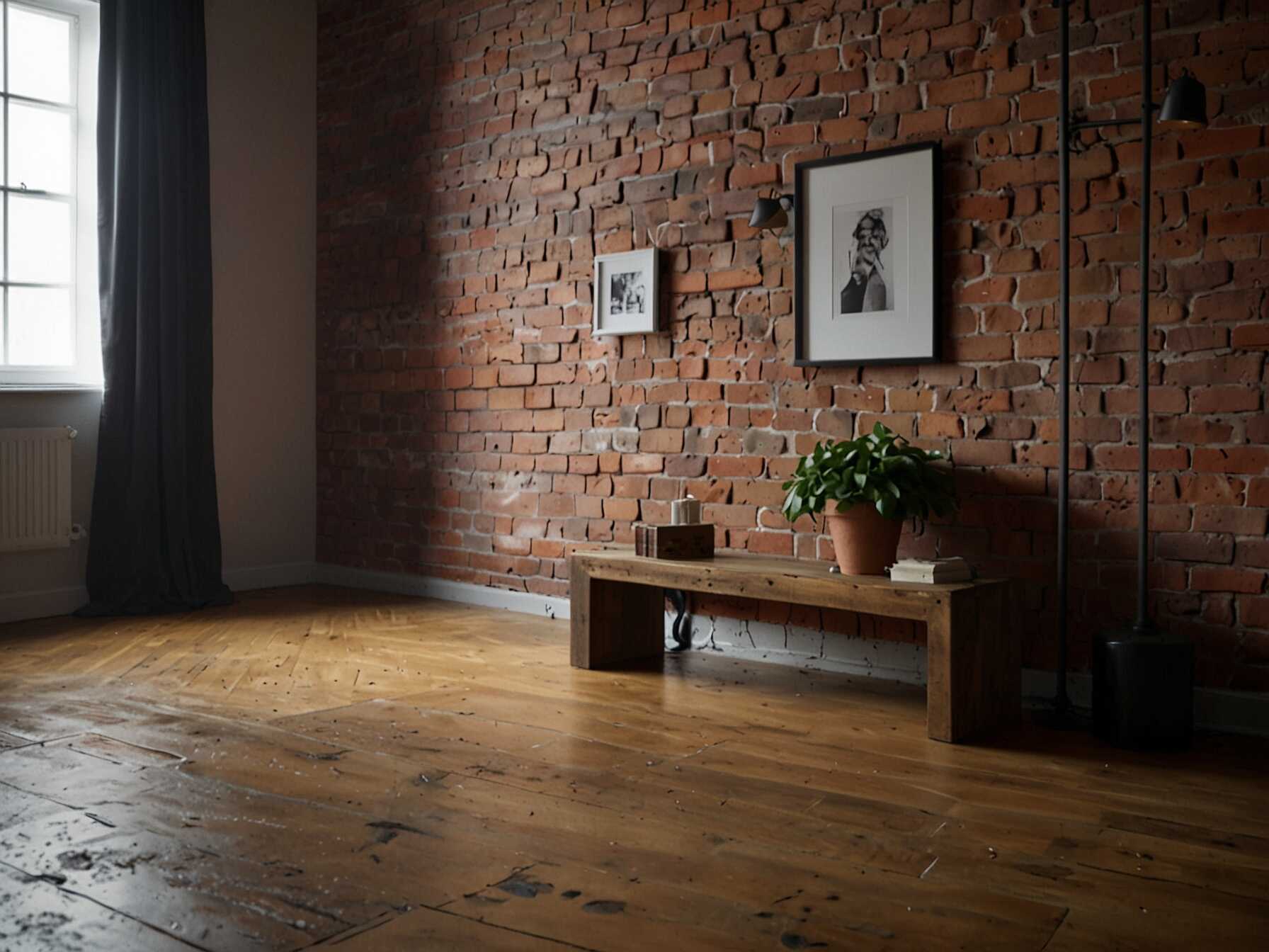 Create a faux brick wall. It brings texture and a rustic charm to your hallway decor.  