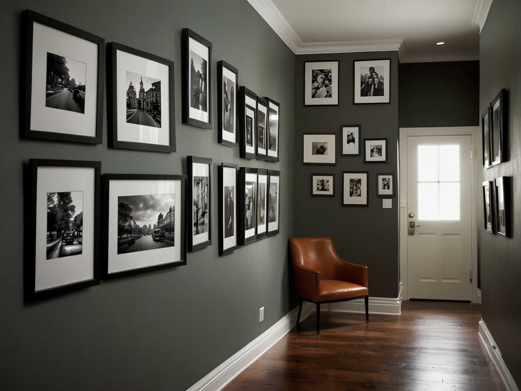 Create a gallery wall in your hallway. Use different frames and hang art or family photos. It can make your hallway look interesting and inviting.  