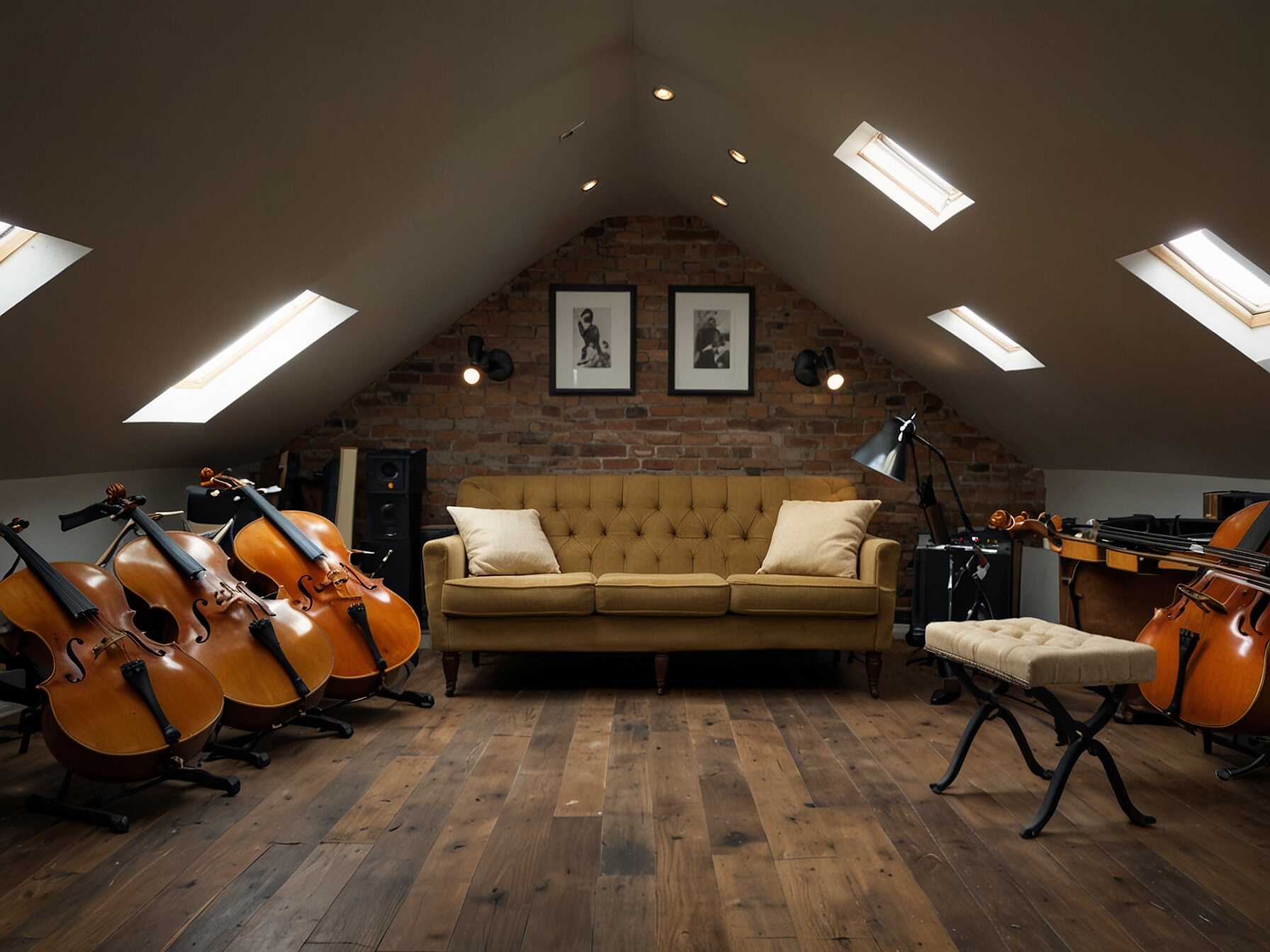 Convert the attic into a music room. Add soundproofing and comfortable seating. Store instruments and sheet music neatly.  