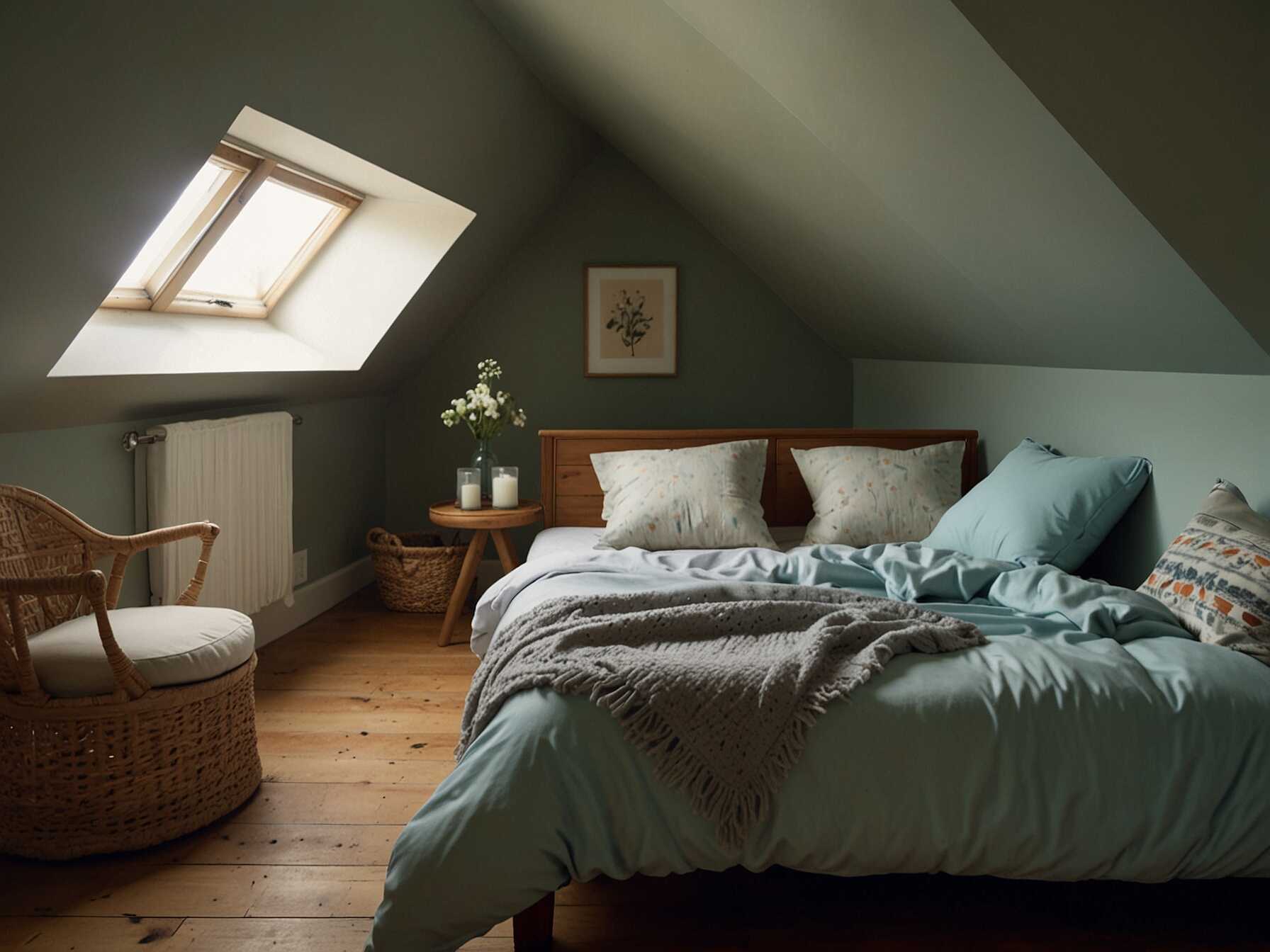 Create a personal sanctuary in your attic. Use soft furnishings and calming colors. Add personal items like photos and keepsakes.  