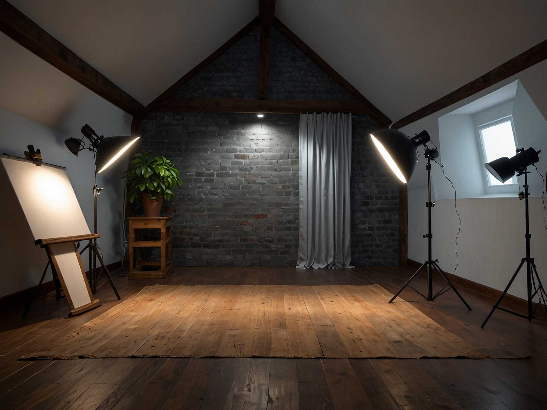 Convert your attic into a photography studio. Use adjustable lighting and backdrops. Ensure there’s enough space for equipment and models.  