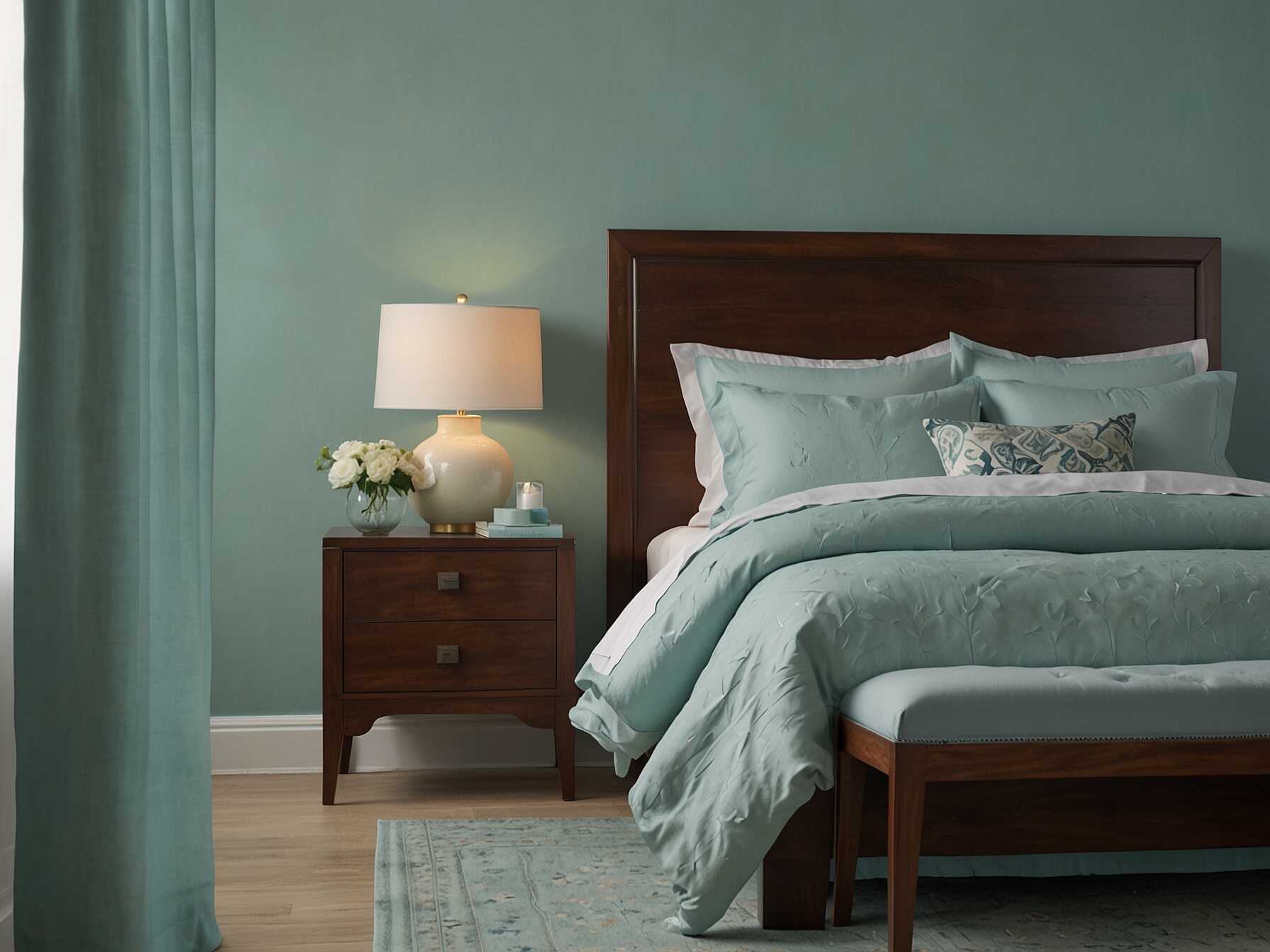 Choose a soothing color scheme for your bedroom. Soft blues, greens, and pastels create a relaxing environment. Use these colors for walls, bedding, and decor.  