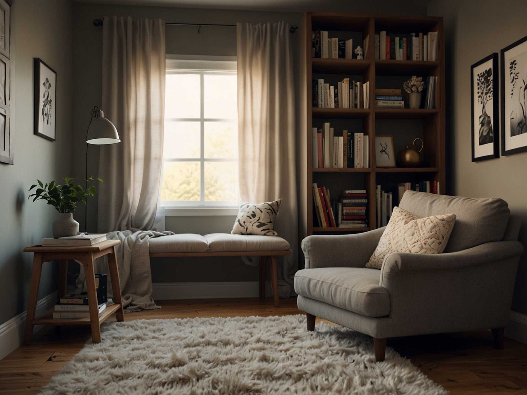 Create a cozy reading nook in your bedroom. Add a comfy chair or a bean bag with a soft throw. Place a small bookshelf or a stack of your favorite books nearby.  