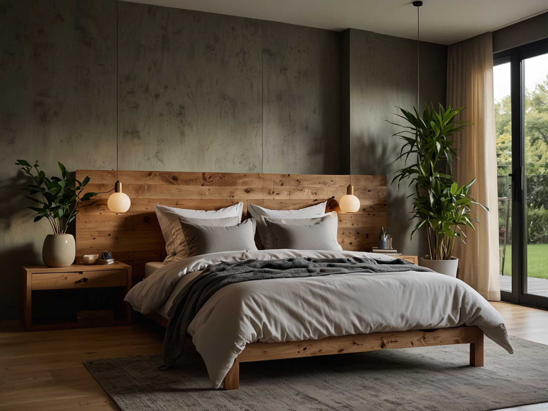 Incorporate natural elements in your bedroom. Use wood furniture, plants, and natural fabrics. These elements add warmth and make the space feel inviting.  