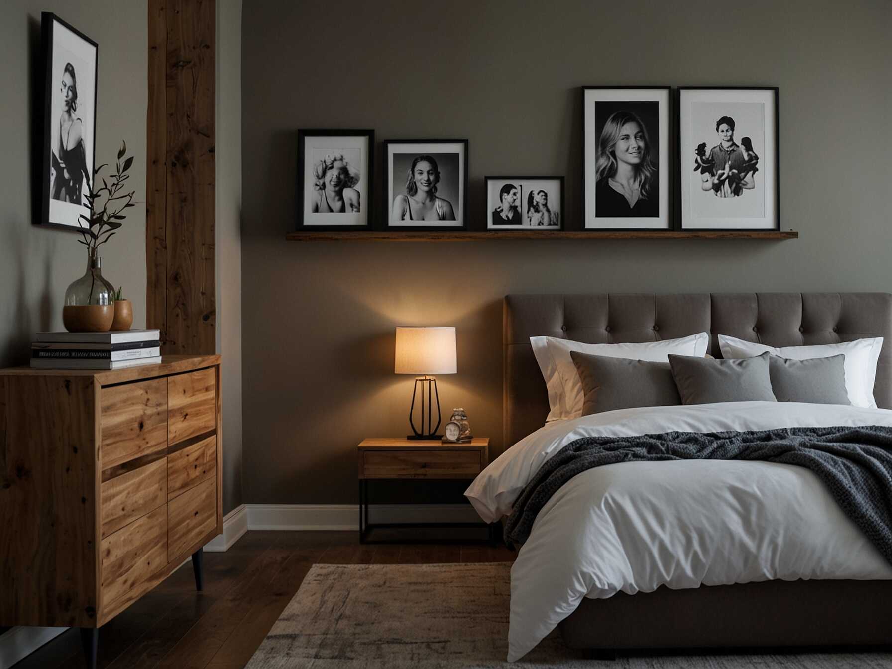 Make your bedroom personal with decor that reflects your personality. Display photos, souvenirs, and items that have special meaning to you. It makes the space uniquely yours.  