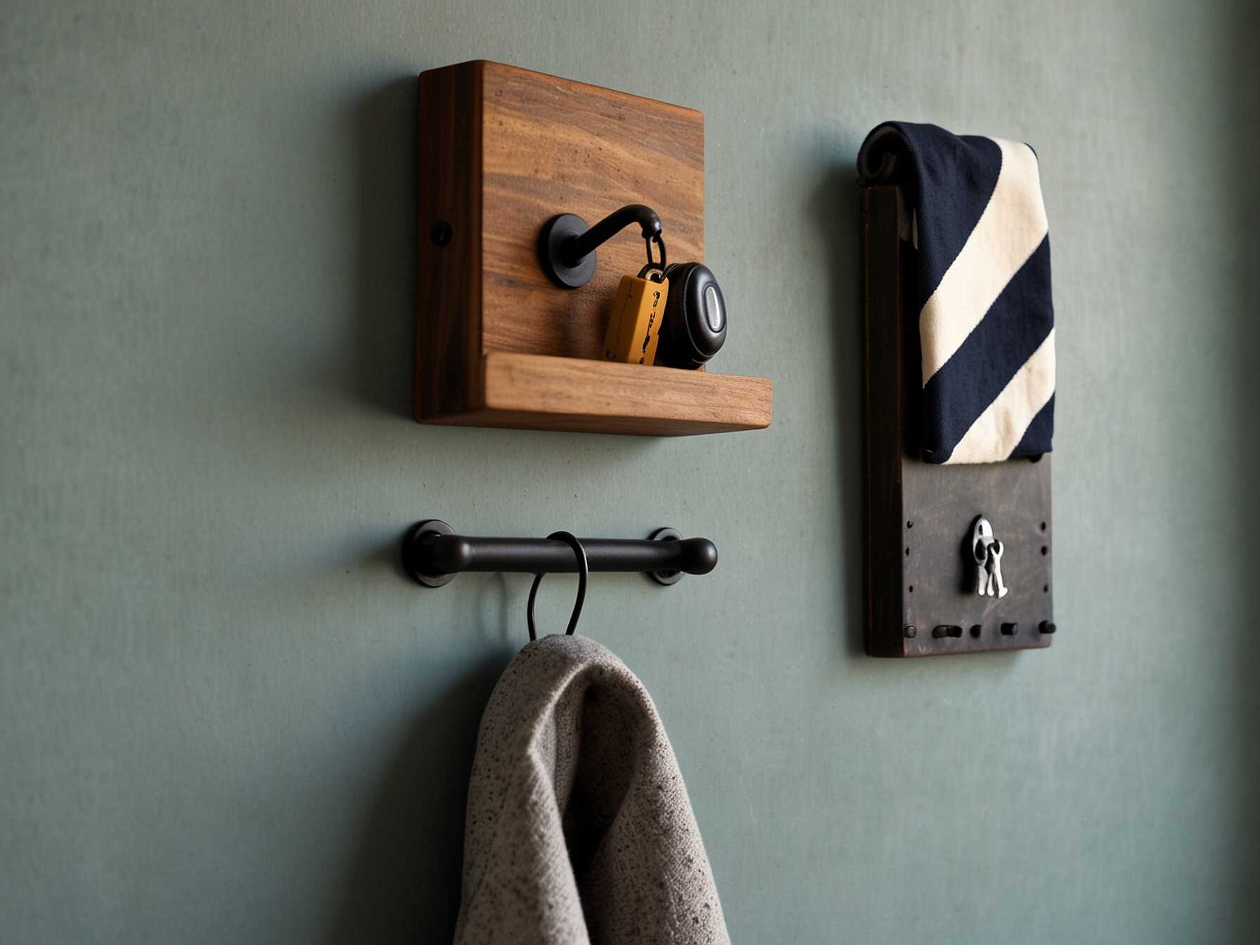 Combine art with function. Use decorative hooks or a stylish key holder. These items can be both beautiful and practical.  