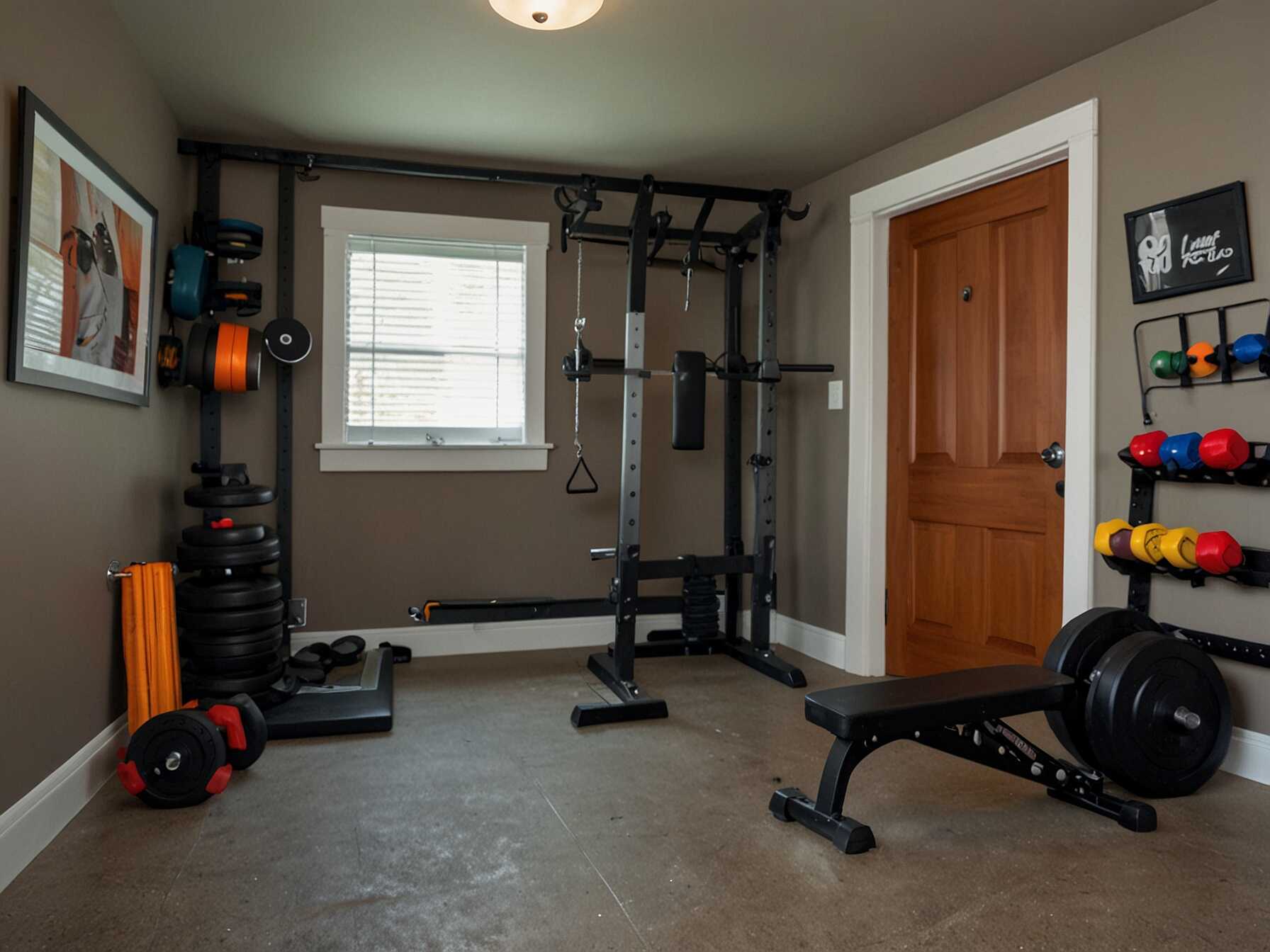 Transform your garage into a compact home gym. Add essential equipment like dumbbells, resistance bands, and a treadmill. You get the convenience of working out at home without taking up much space.  