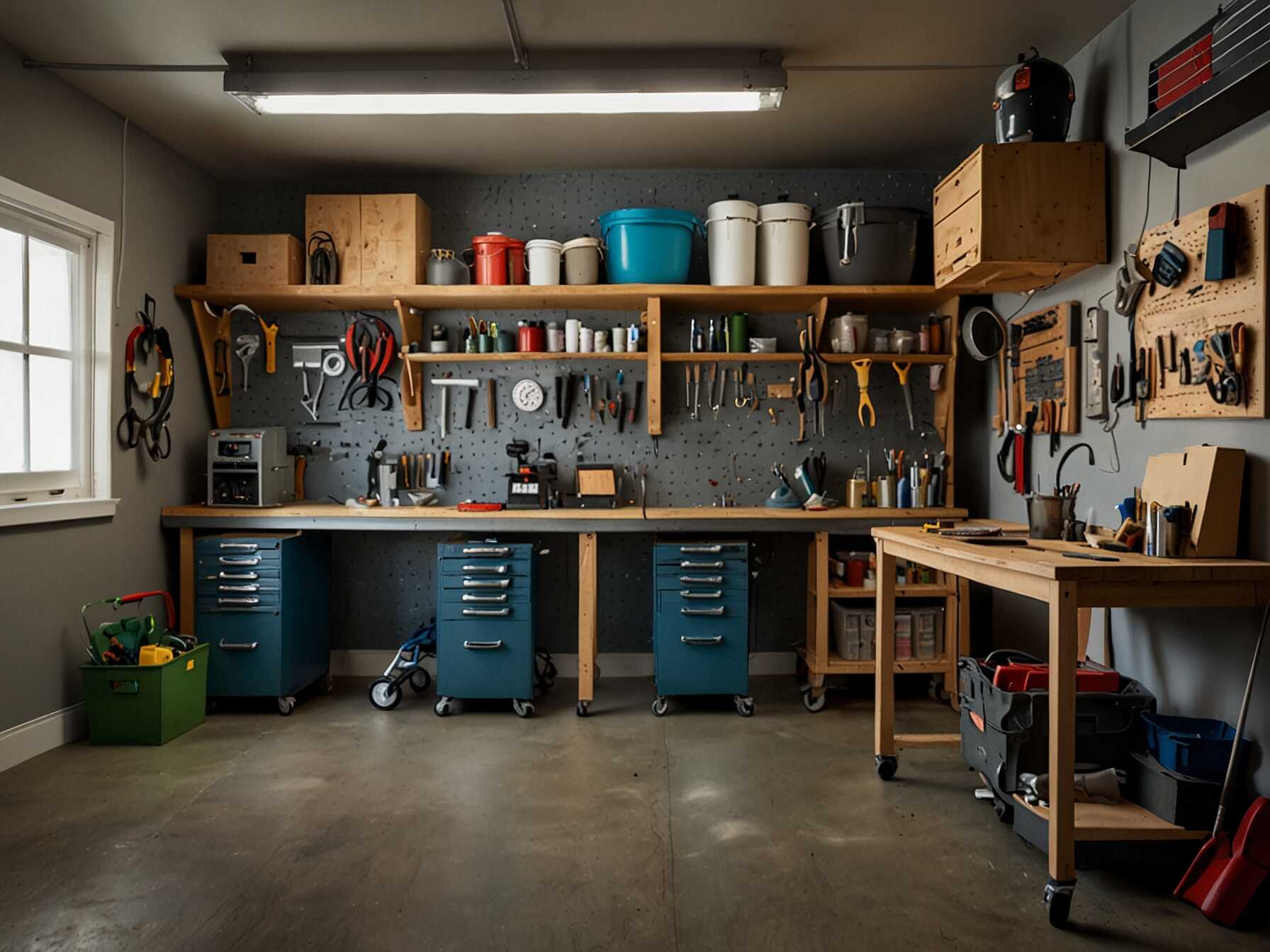 Create a hobby workshop in your garage. Set up tables, storage for supplies, and tools. It’s a great way to enjoy your hobbies without taking up space inside your home.  