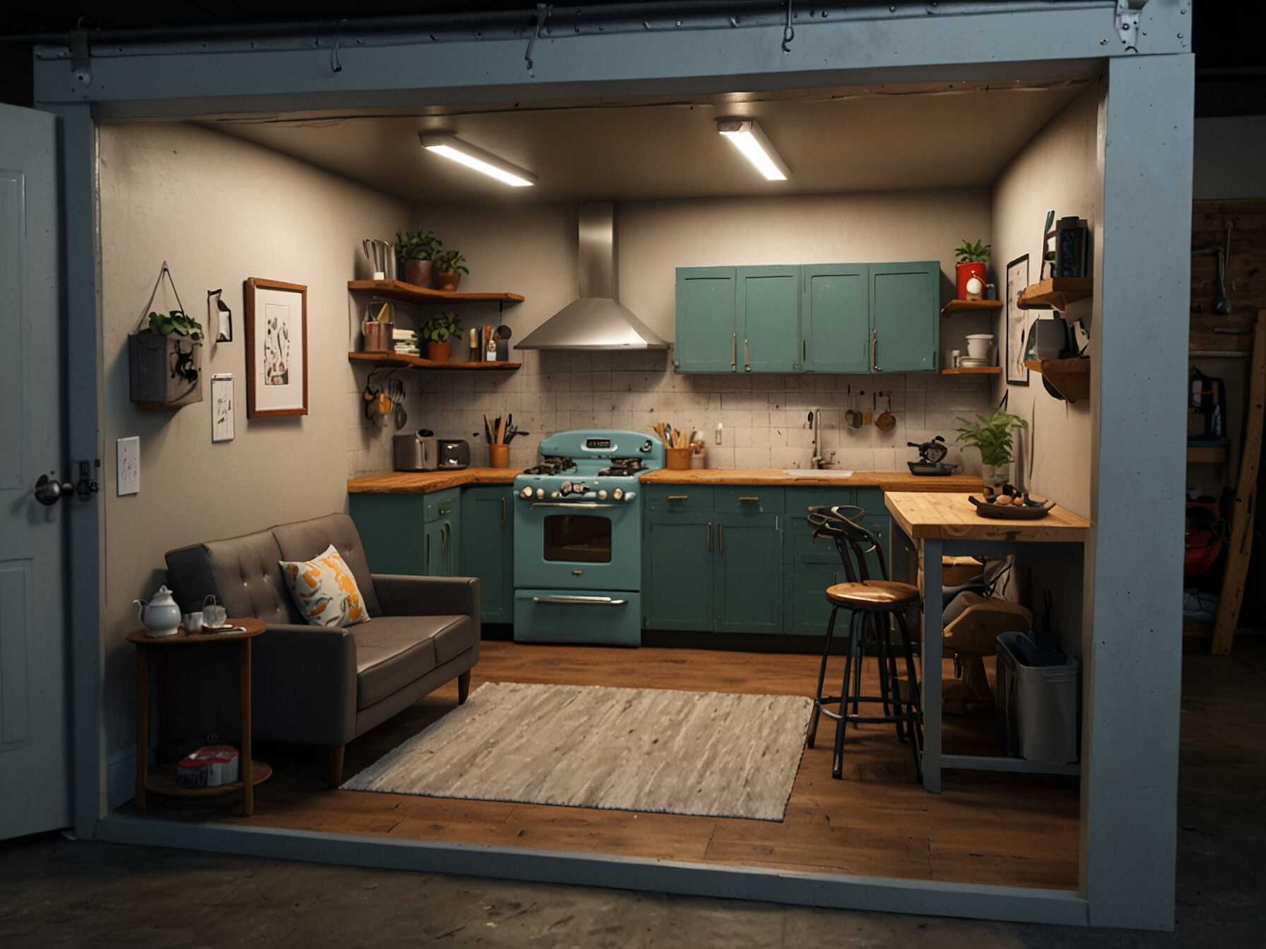 Create a studio apartment in your garage. Add a bed, small kitchen, and bathroom. It’s perfect for guests, college students, or as a rental space.  