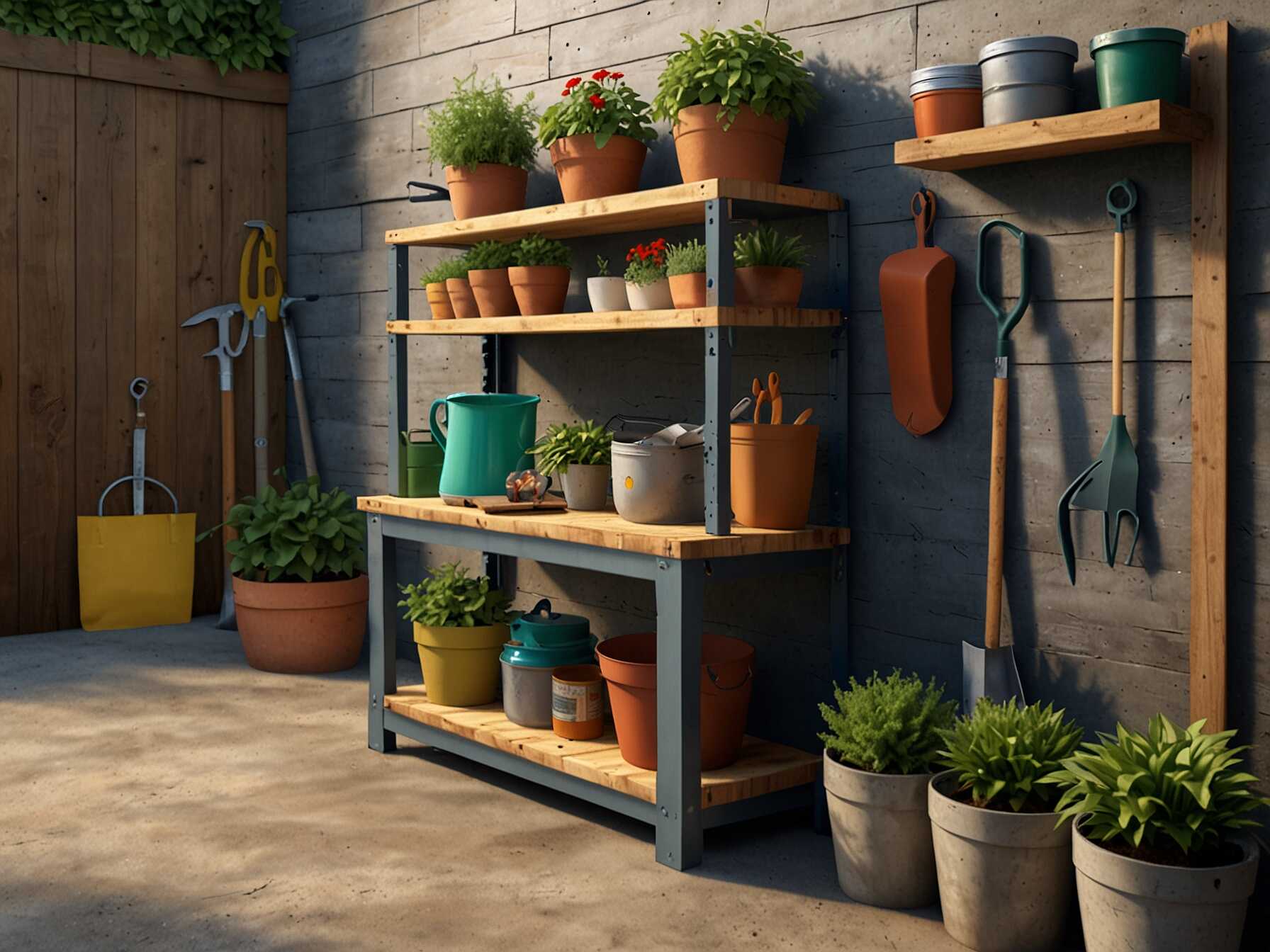 Designate a corner of your garage for gardening supplies. Install shelves for pots, hooks for tools, and bins for soil. Now your gardening tasks are easier with everything in one spot.  