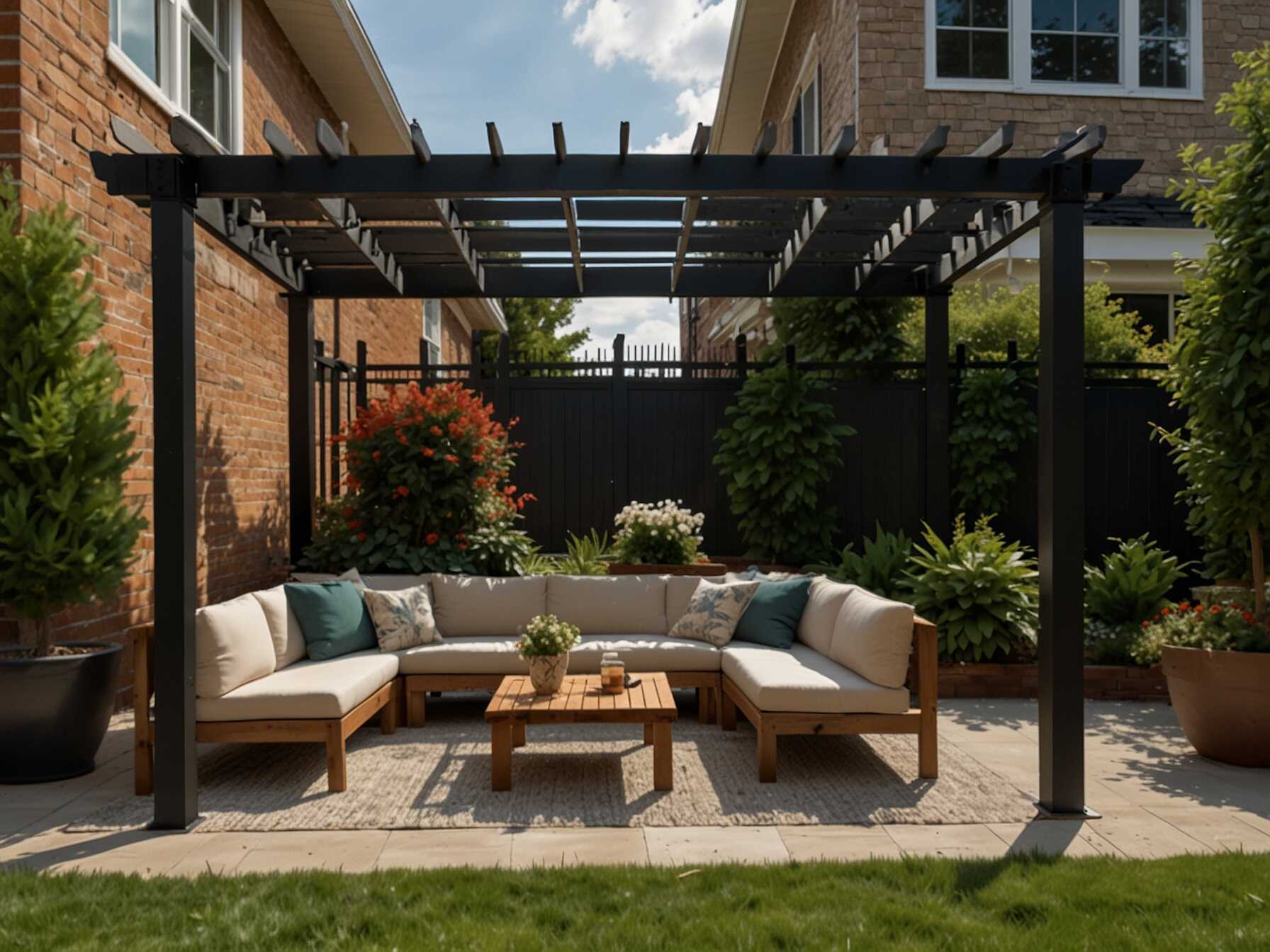 Install a pergola or canopy to cover your patio. This provides shade and protection from the elements. Add some comfortable seating and a table for a functional space.  