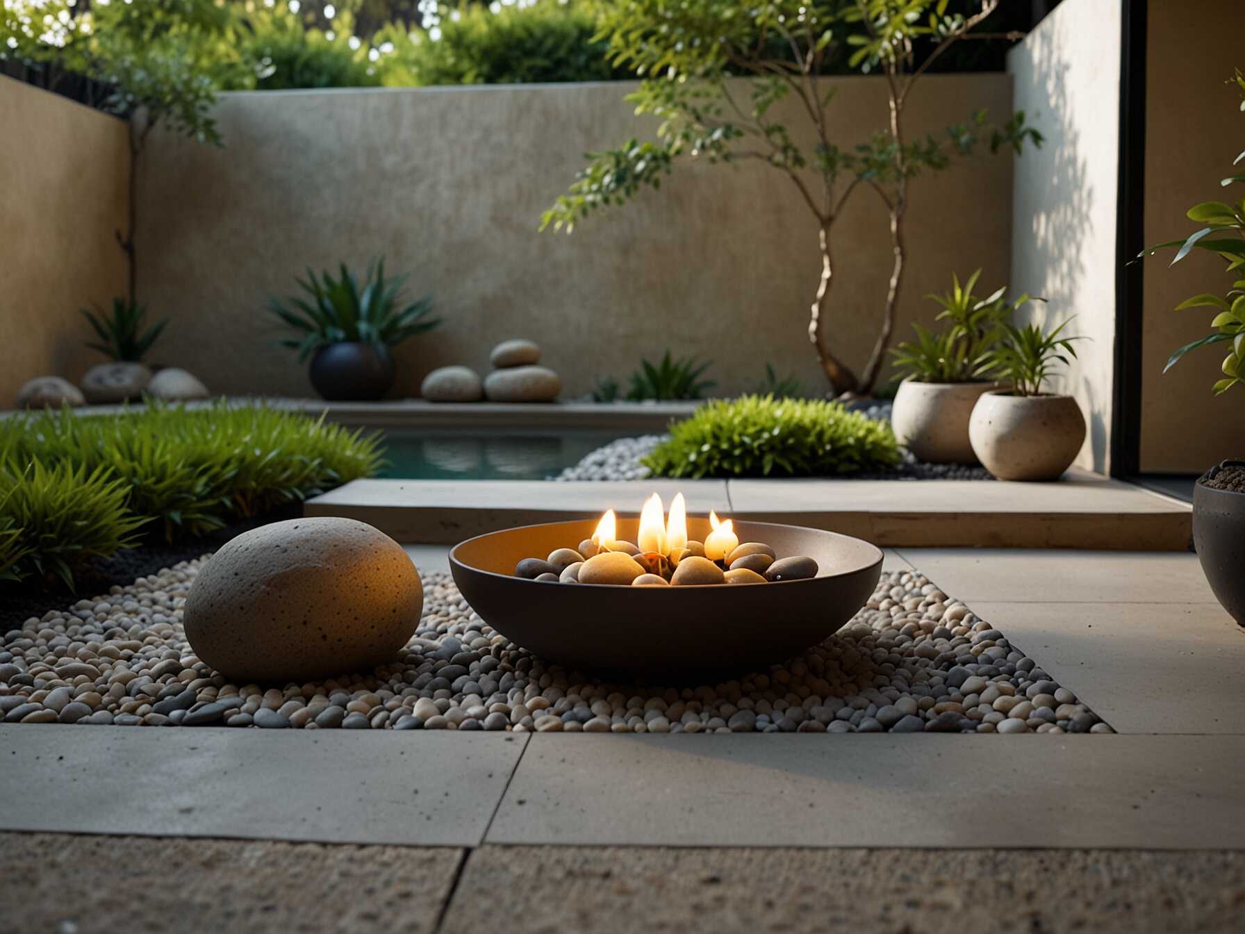 Create a peaceful Zen garden on your patio with minimal furniture. Use neutral colors and natural materials like stone. Add a small water feature for a calming effect.  