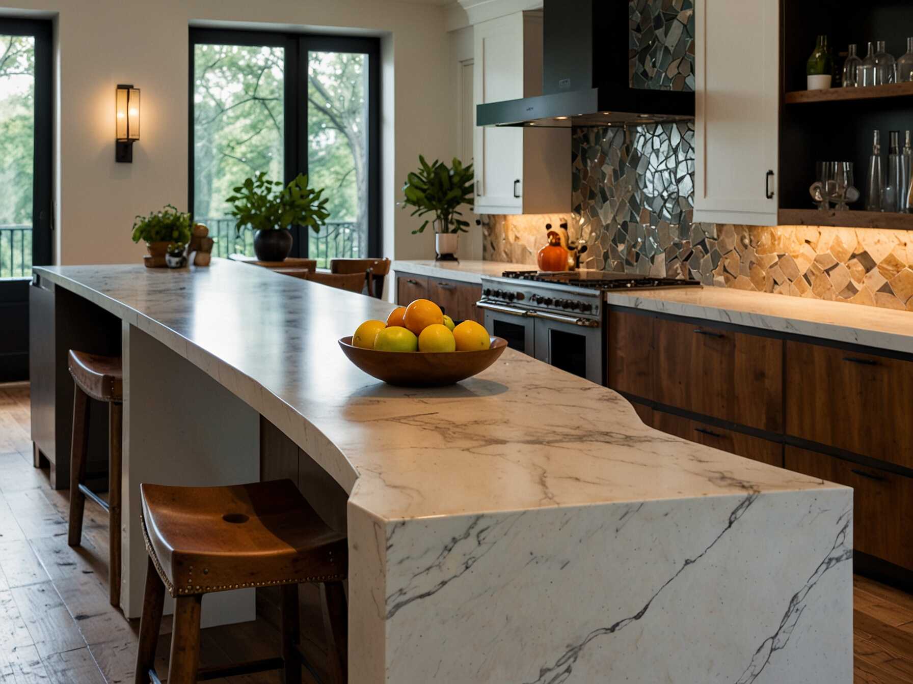 Upgrade your kitchen island with a new countertop or additional seating. This adds more functionality and style. Consider adding a pop of color to the base of the island.  