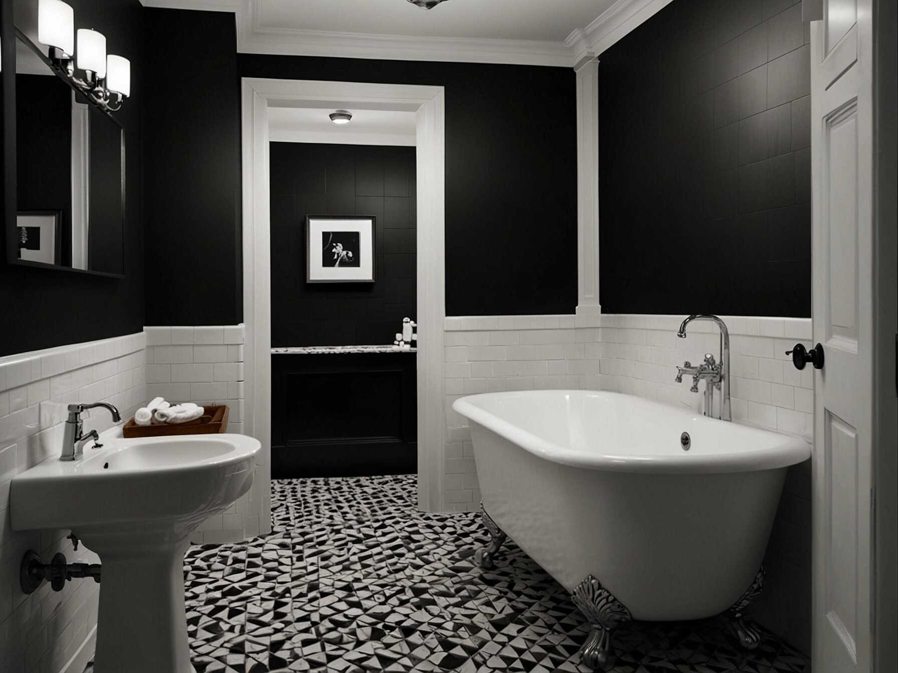 Achieve a classic and timeless look with a black and white bathroom. Use black tiles with white fixtures or the reverse. This high-contrast design never goes out of style and always looks elegant.  