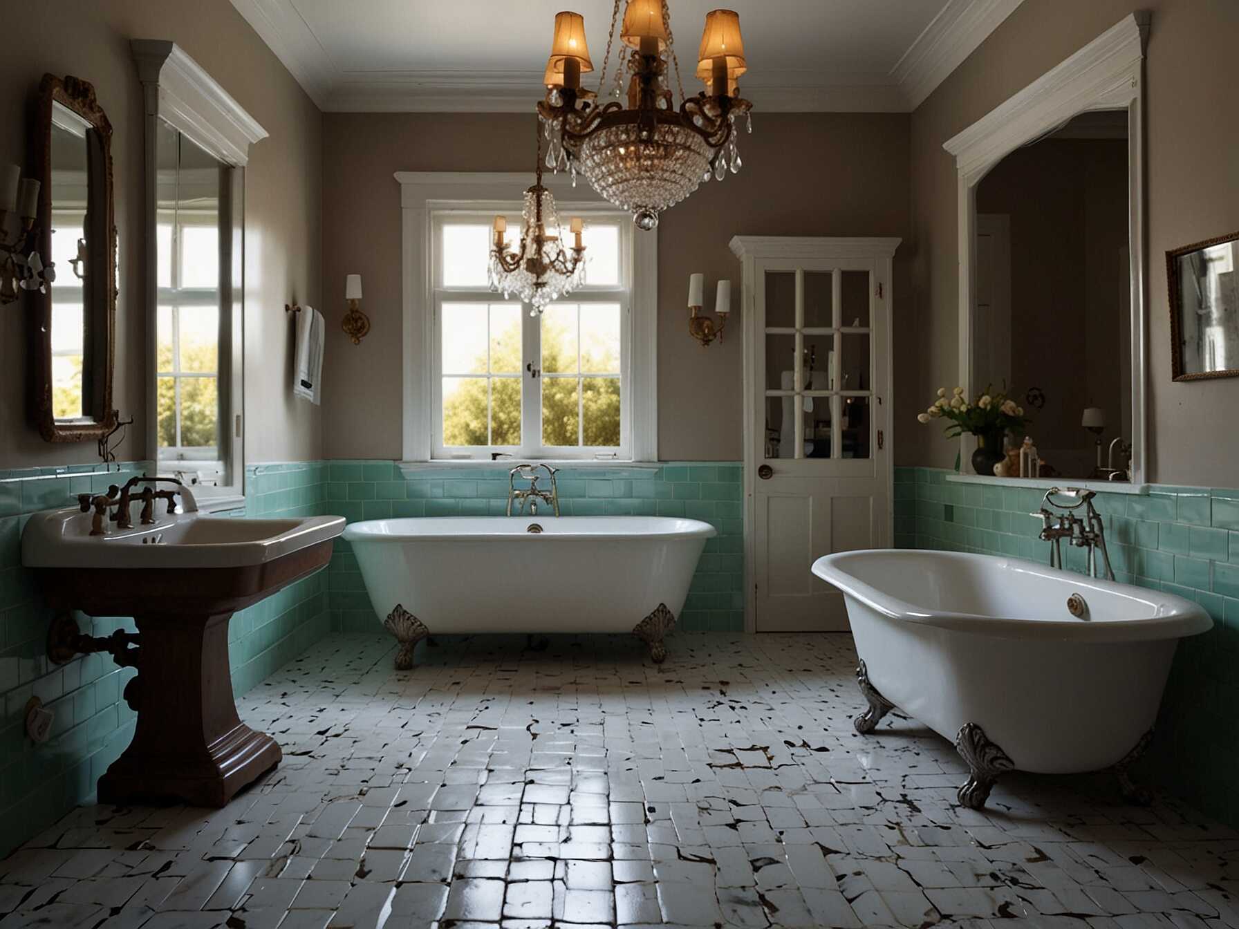 Transform your bathroom with vintage fixtures and classic tiles. Add a clawfoot tub, retro lighting, and antique mirrors. This creates a cozy and timeless feel that never goes out of style.  