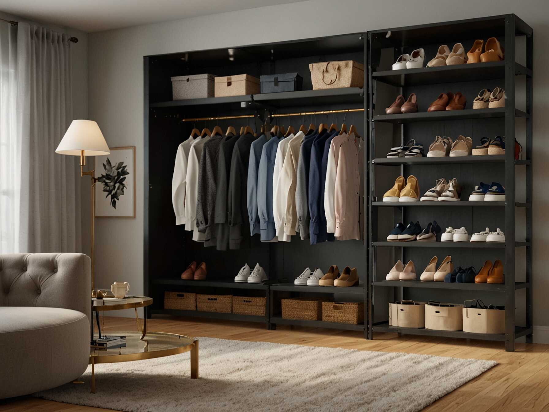 Custom shelving helps organize your clothes and accessories perfectly. You can adjust shelves to fit shoes, bags, or folded clothes. This keeps everything neat and easy to find.  