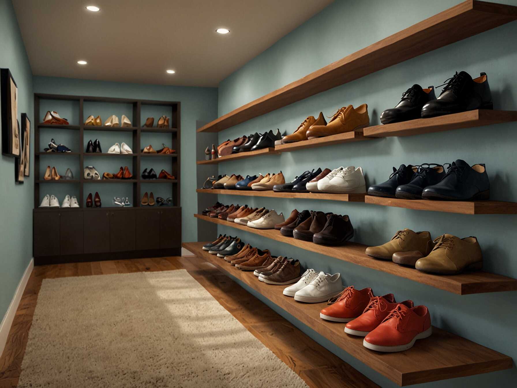 Create a dedicated wall for your shoes. Use shelves or cubbies to keep them organized. This keeps your shoes in excellent condition and easy to find.  