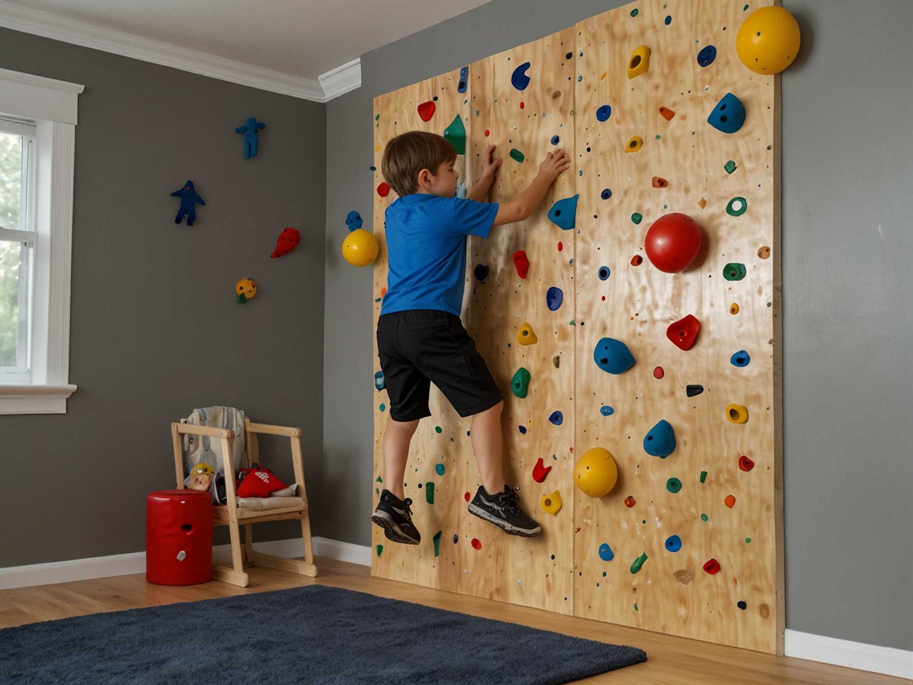 Install a small climbing wall to help your child stay active. It’s a fun way to build strength and coordination.  