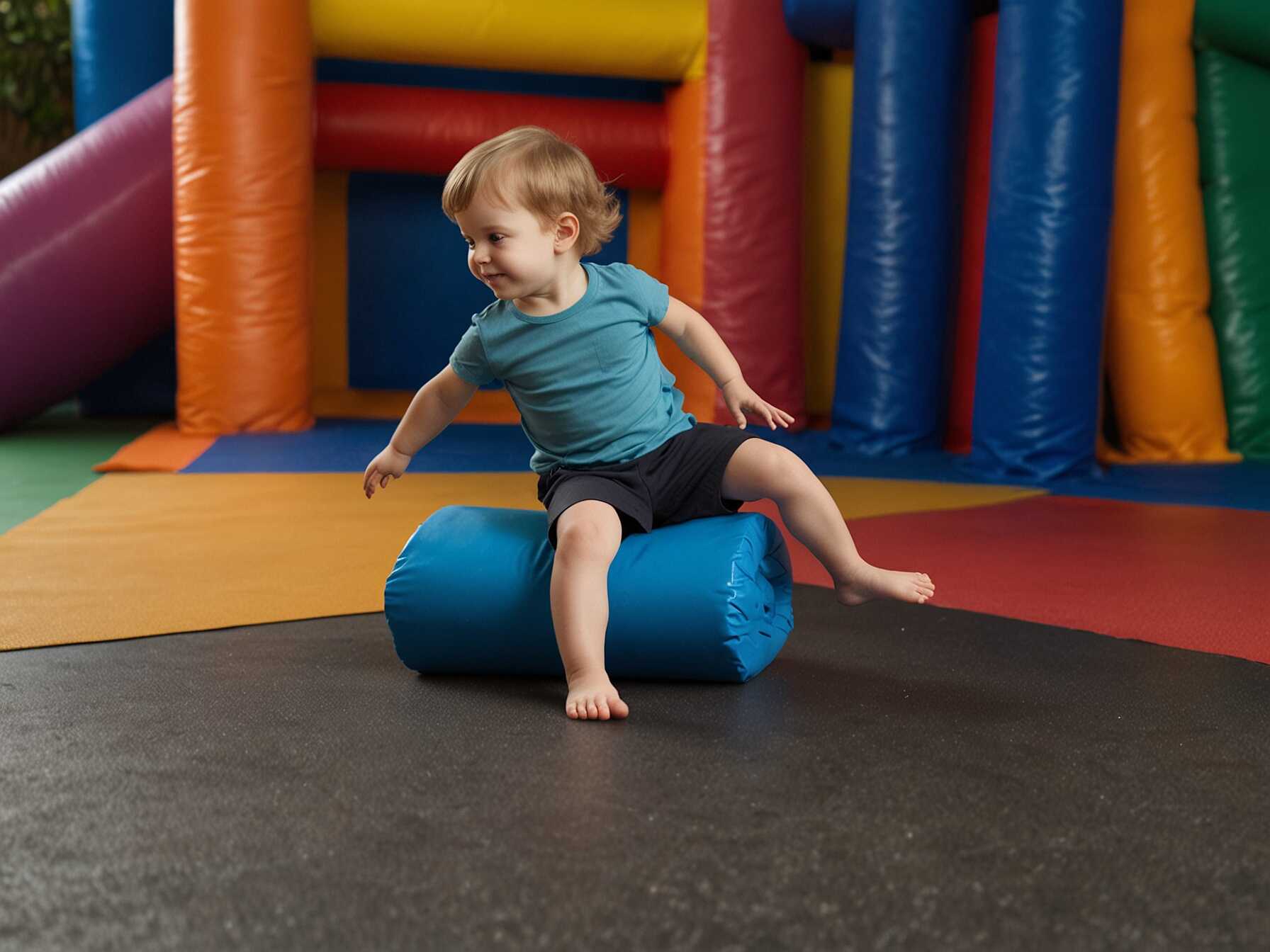 Use foam mats or rugs to provide a soft, safe play surface. It’s great for tumbling and protects against falls.  