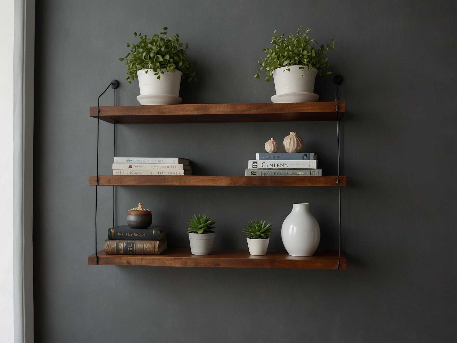 Floating shelves are great for adding storage and display space without making the hallway feel cluttered. Use them to show off decorative items, books, or plants. Keep it minimal to maintain a clean look.  