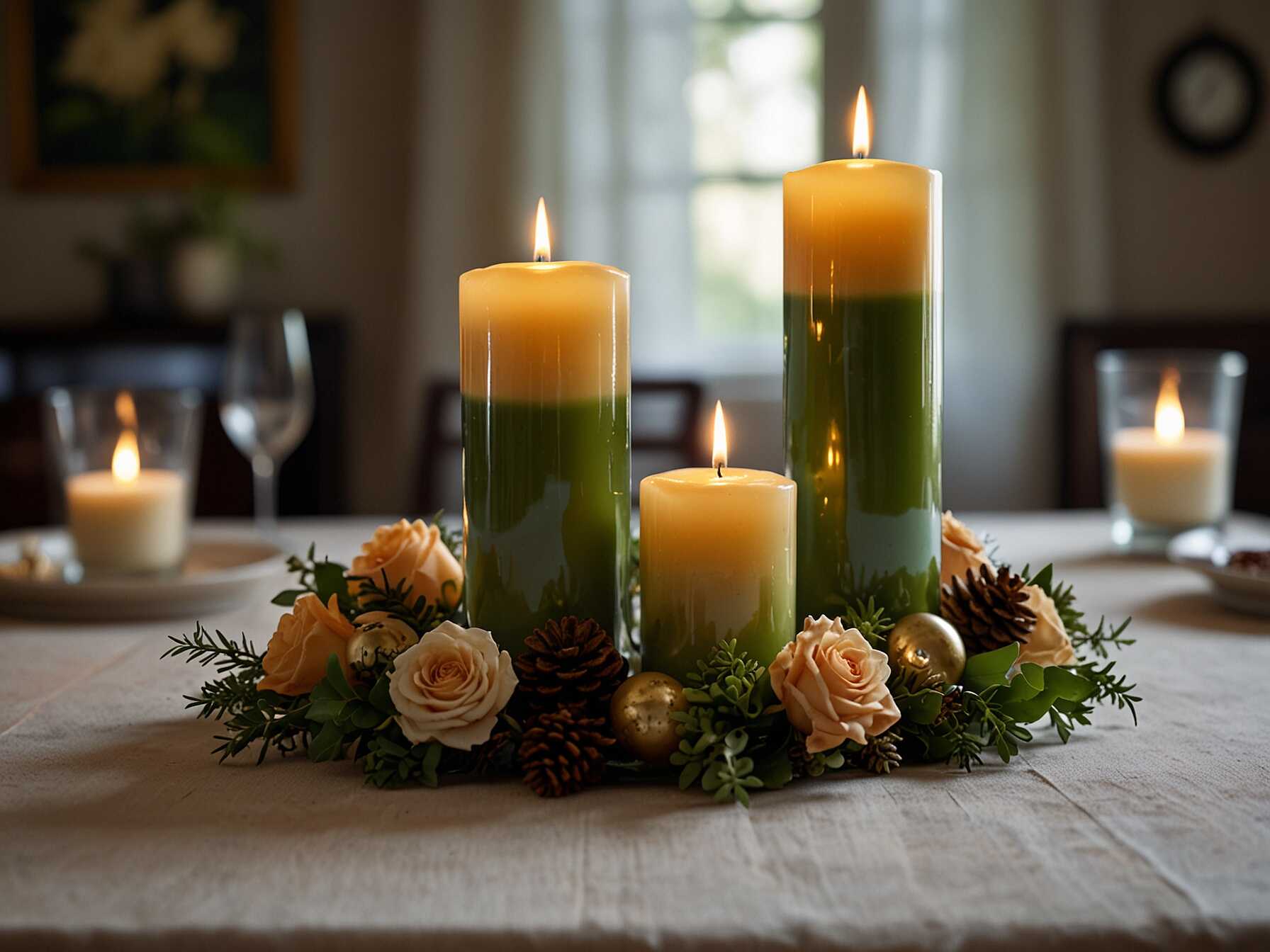 Create a DIY centerpiece for your dining table. Use items like candles, flowers, or seasonal decorations. A personalized centerpiece adds a unique touch and can be changed easily.  