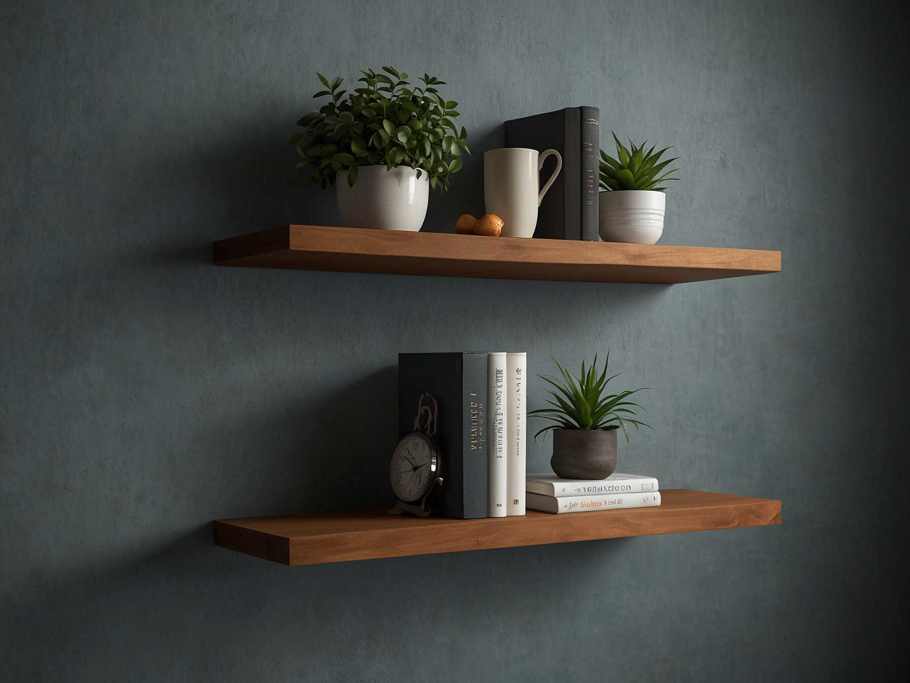 Floating shelves are a modern way to display décor. Use them to show off your favorite pieces, books, or plants. They are easy to install and can be adjusted as needed.  