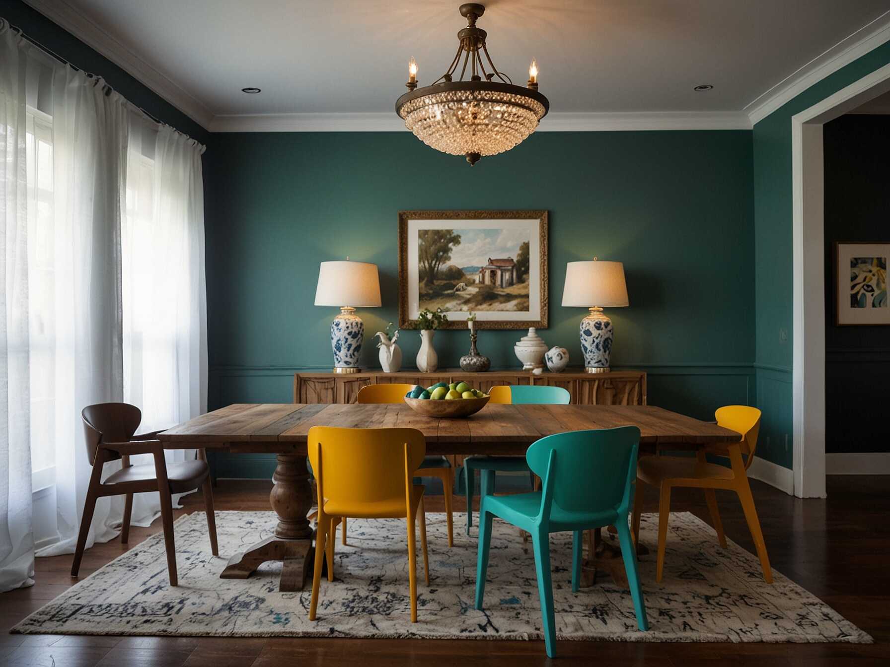 Mixing different styles of dining chairs adds character to your Dining Room. You can combine vintage chairs with modern ones to create an eclectic look. This idea is budget-friendly because you can find unique chairs at thrift stores.  