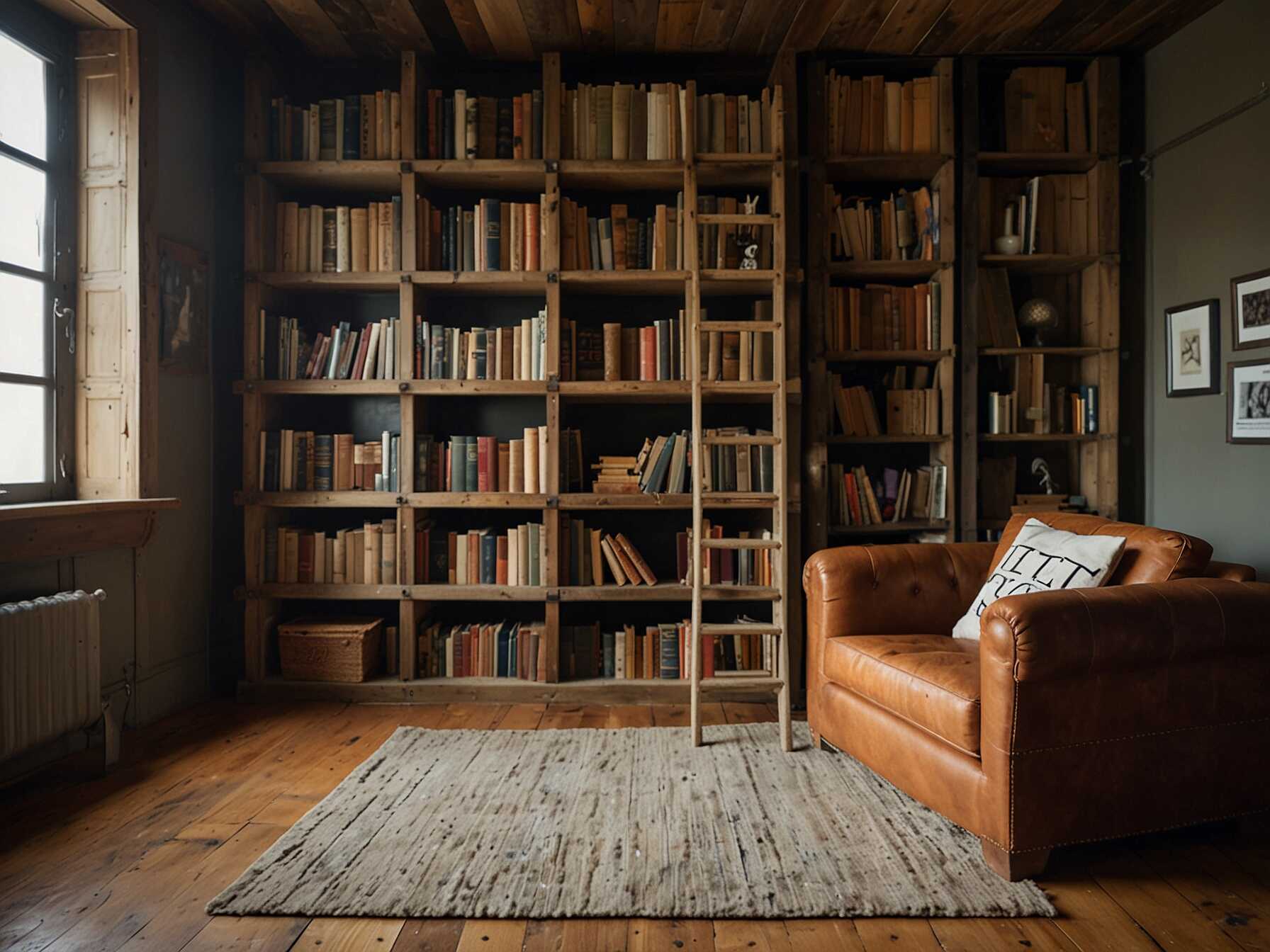 Get creative with your book storage. Use baskets, bins, or even old crates to store books. This can give your library a unique, rustic charm.  