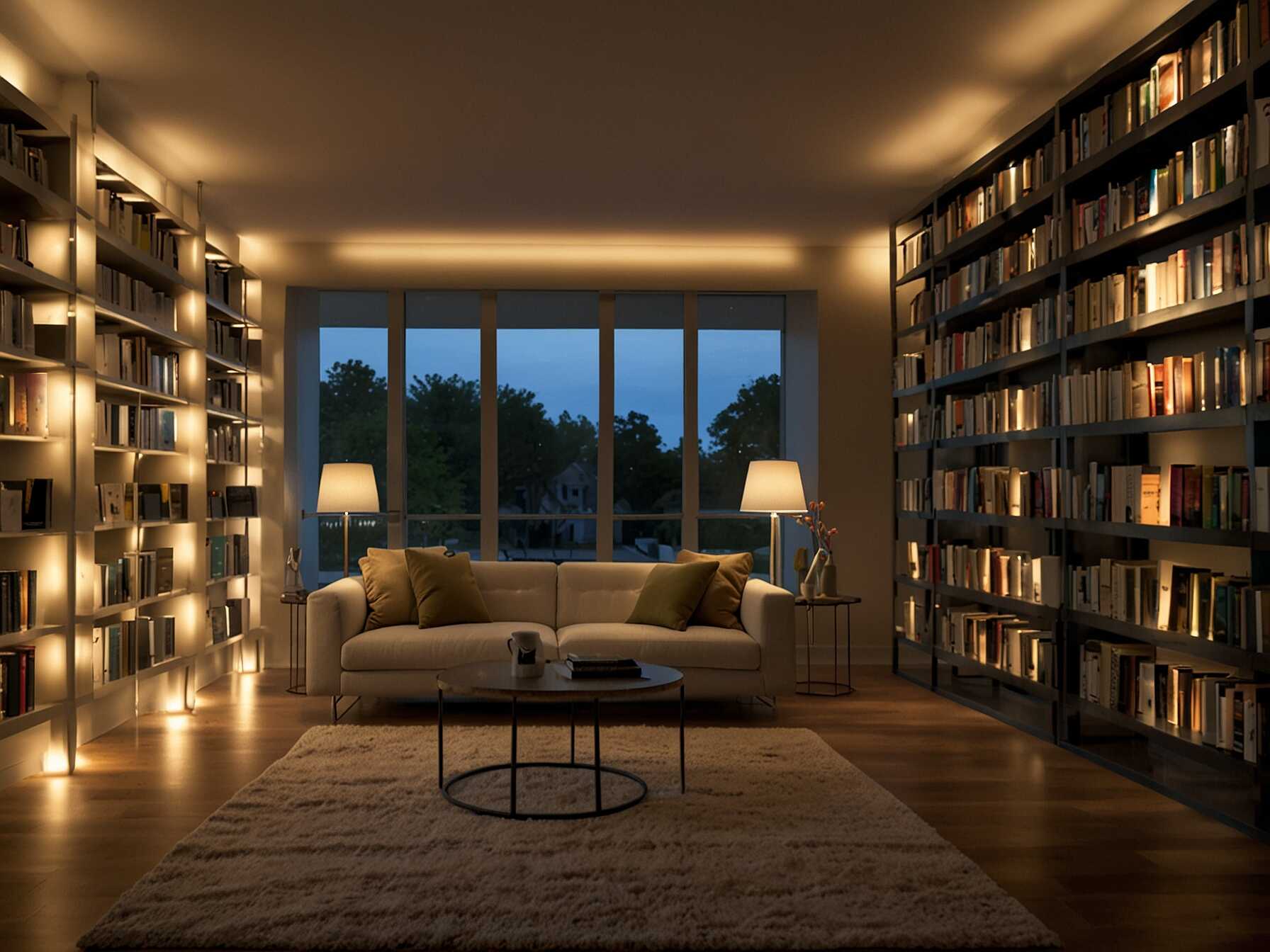 Use creative lighting solutions like floor lamps and string lights in your library. Good lighting is important for reading and can add a warm, inviting atmosphere to your space.  