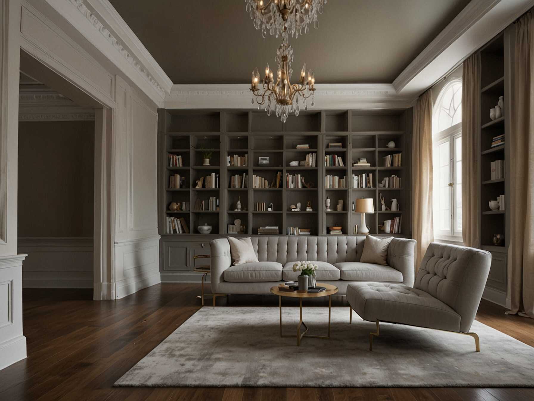 Use modern paint colors like soft grey or warm beige in your library. These colors can make your space feel warm and inviting. They also go well with most furniture styles.  