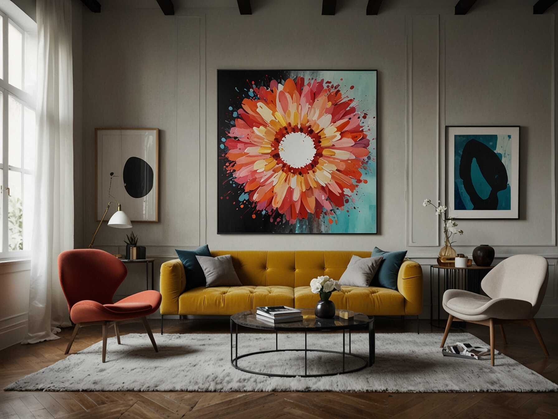 Showcase your artistic side with bold artwork and creative decor. Use a mix of colors and textures. Incorporate some unique furniture pieces.  