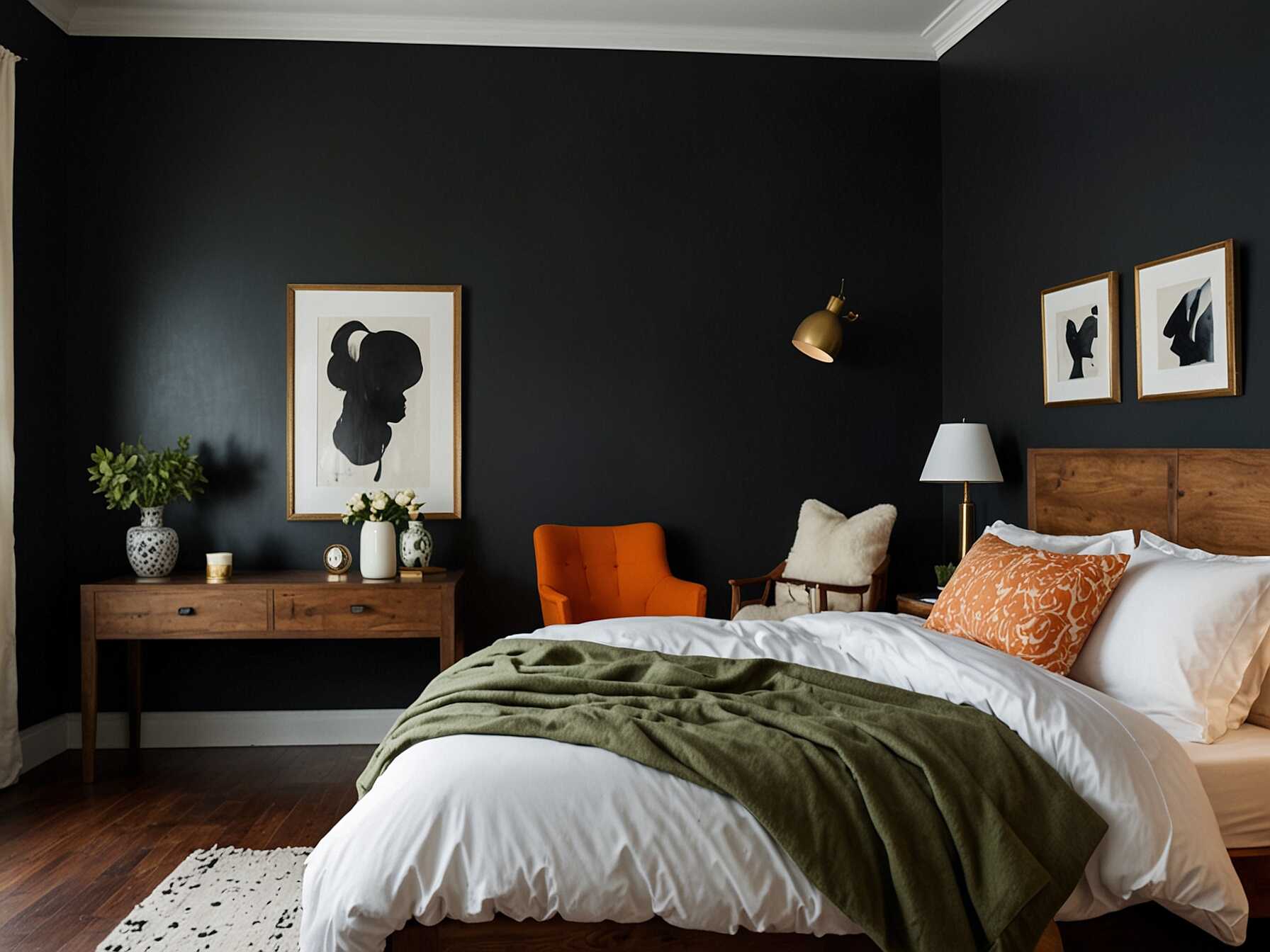 Paint one wall in your bedroom with a bold, vibrant color. This accent wall can add character and make the room look more dynamic. Choose a color that reflects your personality.  