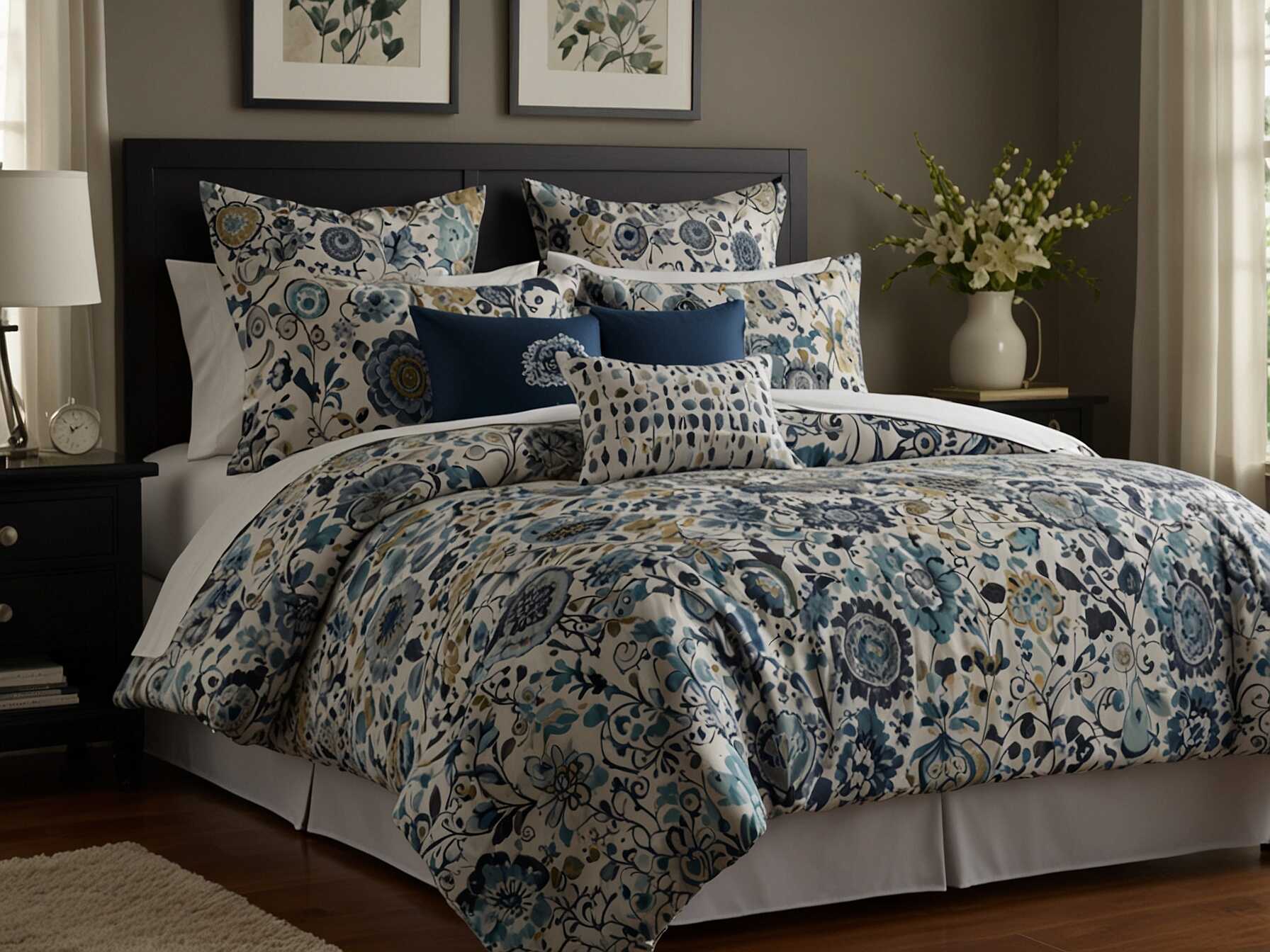 Choose bold, patterned bedding to make your bed the centerpiece of your bedroom. A striking duvet cover or quilt can set the tone for the entire room.  