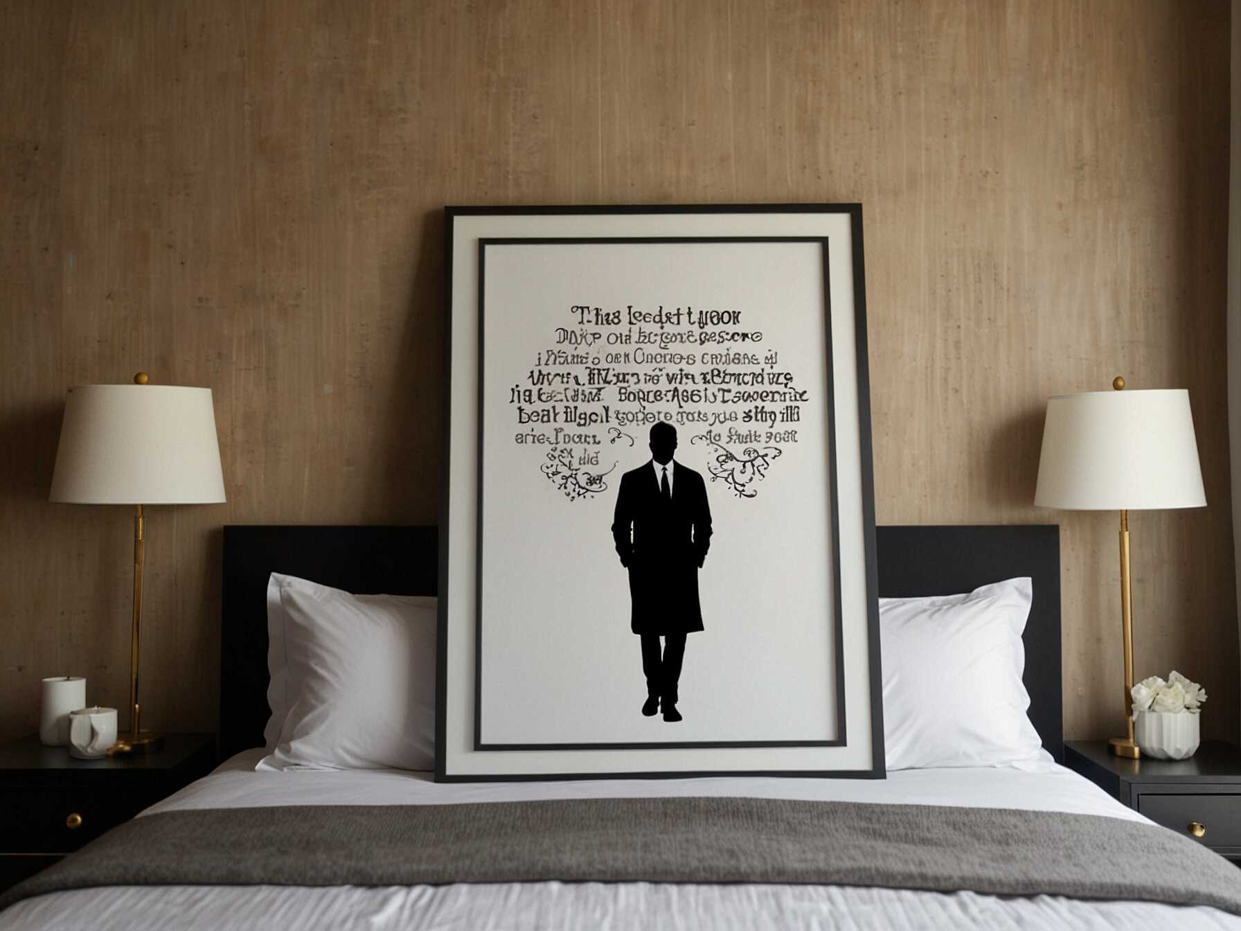 Hang personalized art, like custom-made prints or canvases with your favorite quotes or names. This makes your bedroom feel special and tailored to you.  