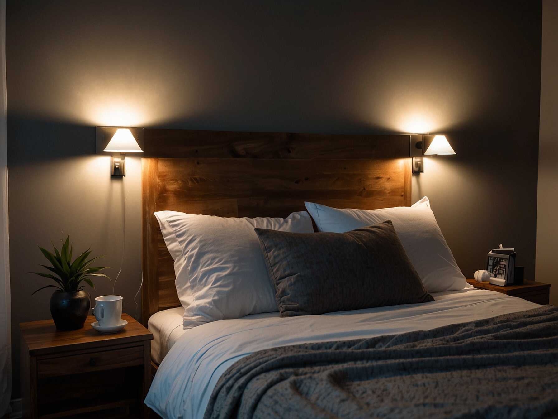 Install adjustable reading lights on either side of your bed. These lights are practical and create a cozy ambiance for bedtime reading.  