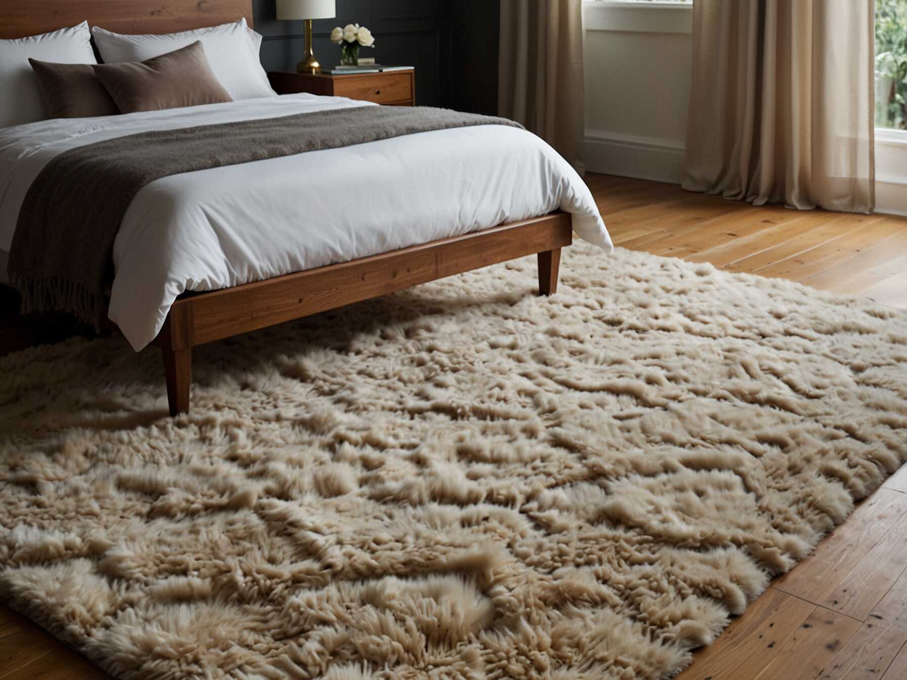 Add a soft, plush rug beside your bed. Stepping onto a warm, comfy rug each morning can make your bedroom feel more luxurious.  