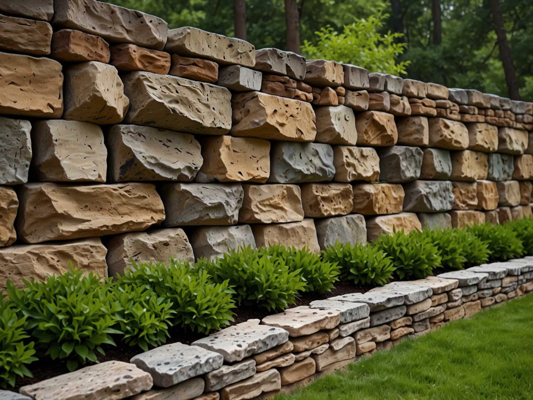 A rock wall adds texture and defines spaces. Use it as a backdrop or to separate areas. Choose rocks that match your landscaping.  Build the wall sturdy and safe. You can add climbing plants for a green touch. A rock wall provides privacy and a striking visual element.  