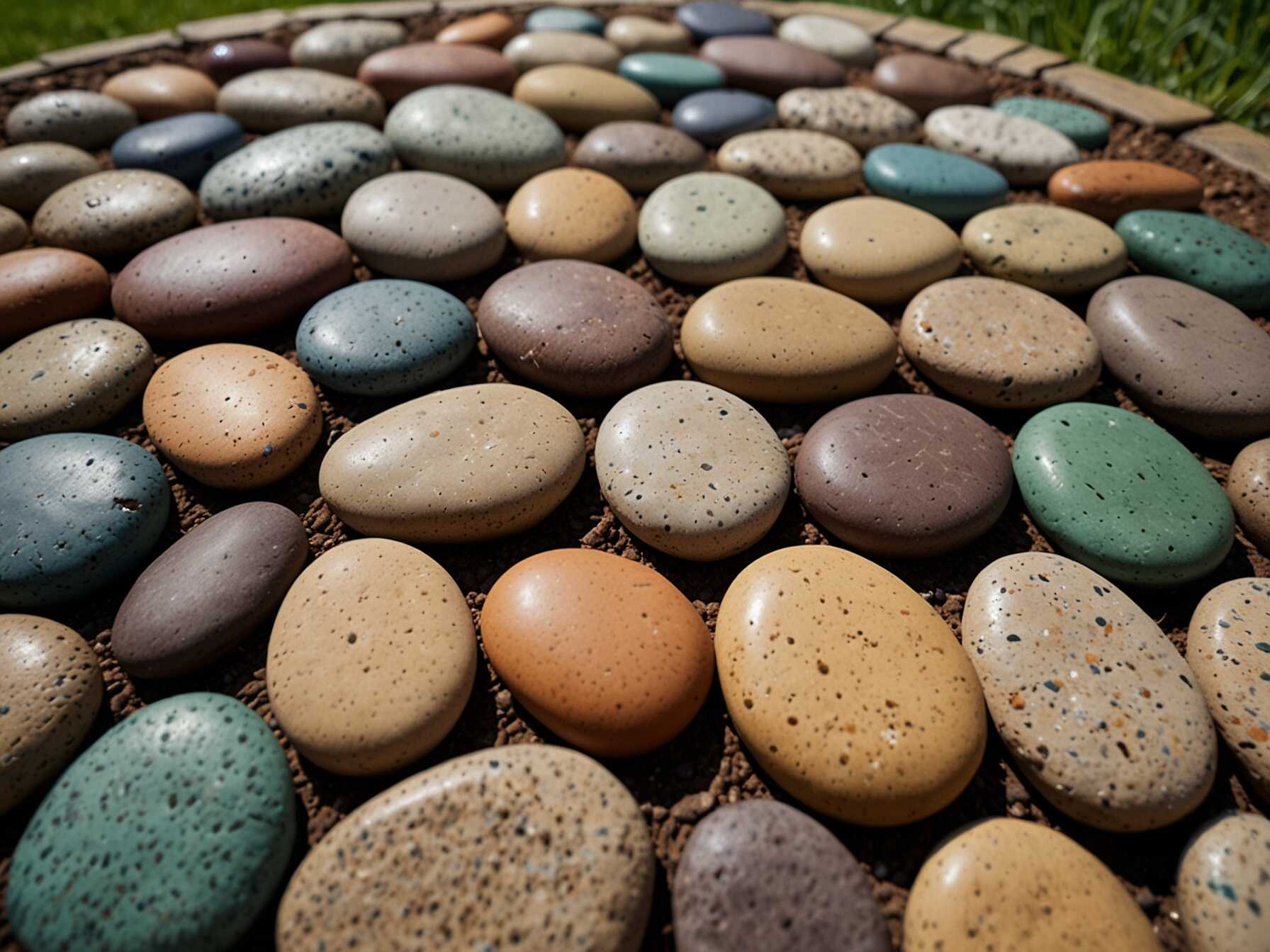 Decorative stones can enhance your pool area. Choose stones in different colors and sizes. Use them to cover soil, line paths, or fill gaps in flower beds.  Arrange stones in patterns or designs. This adds an artistic touch to your landscaping. They also help keep weeds down and soil moist.  